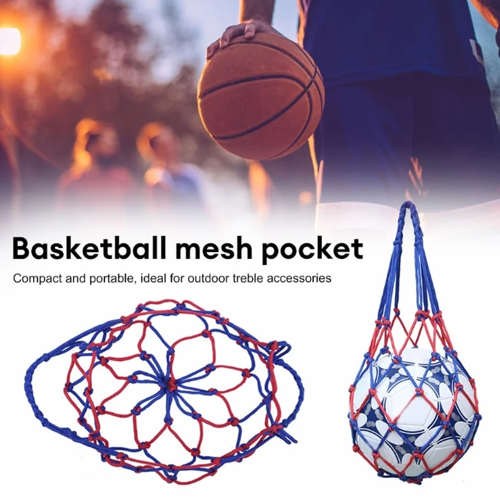 Bolsa de Red para Pelotas de Fútbol, Baloncesto, Rugby y Voleibol - Portátil con 3 Agujas