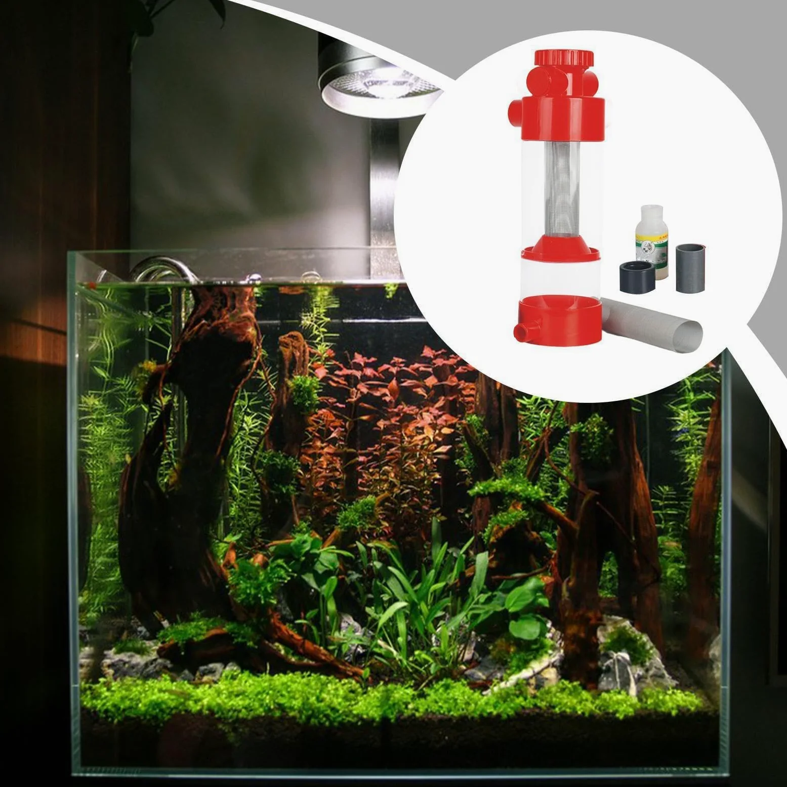Colector de desechos de peceras, Separador de Limpieza Externo de acuarios con Filtro de Malla de Acero Inoxidable, Herramienta de eliminación de sedimentos para Tanques de cría de camarones Betta