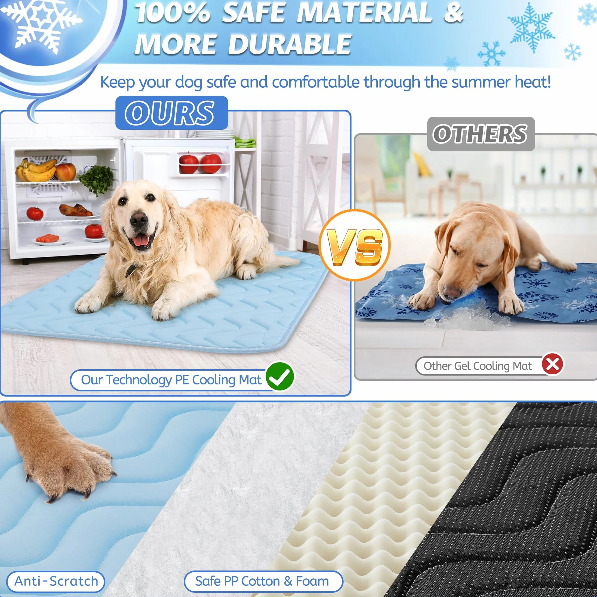 Baodan alfombrilla de refrigeración para perros, 75x55 cm, alfombrilla de refrigeración lavable para perros, almohadillas auto-refrigerantes para perros y gatos en el verano caluroso
