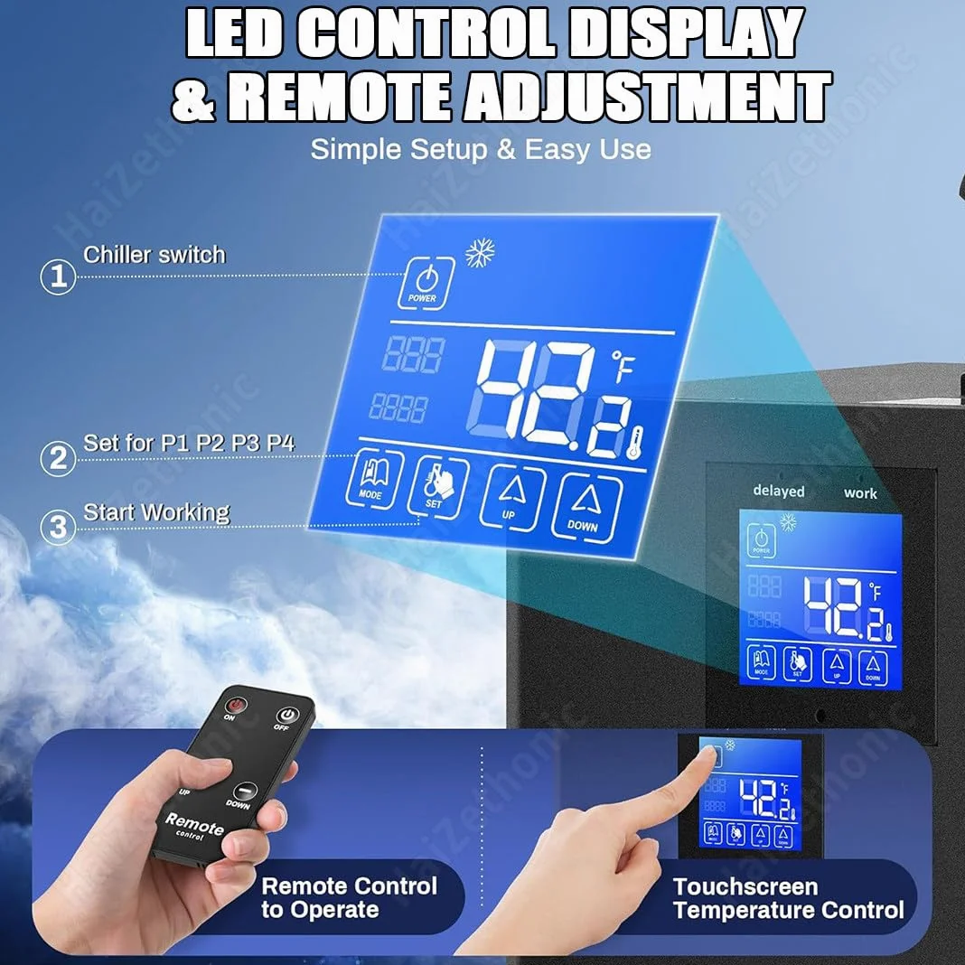 Enfriador Inmersión Bañeras,Adapta Bañeras Diversos Tamaños | Con Filtro Externo Pp Micras Y Bomba Sumergible,Sistema Enfriamiento Bomba Dual Con Pantalla LED,Dual Pump