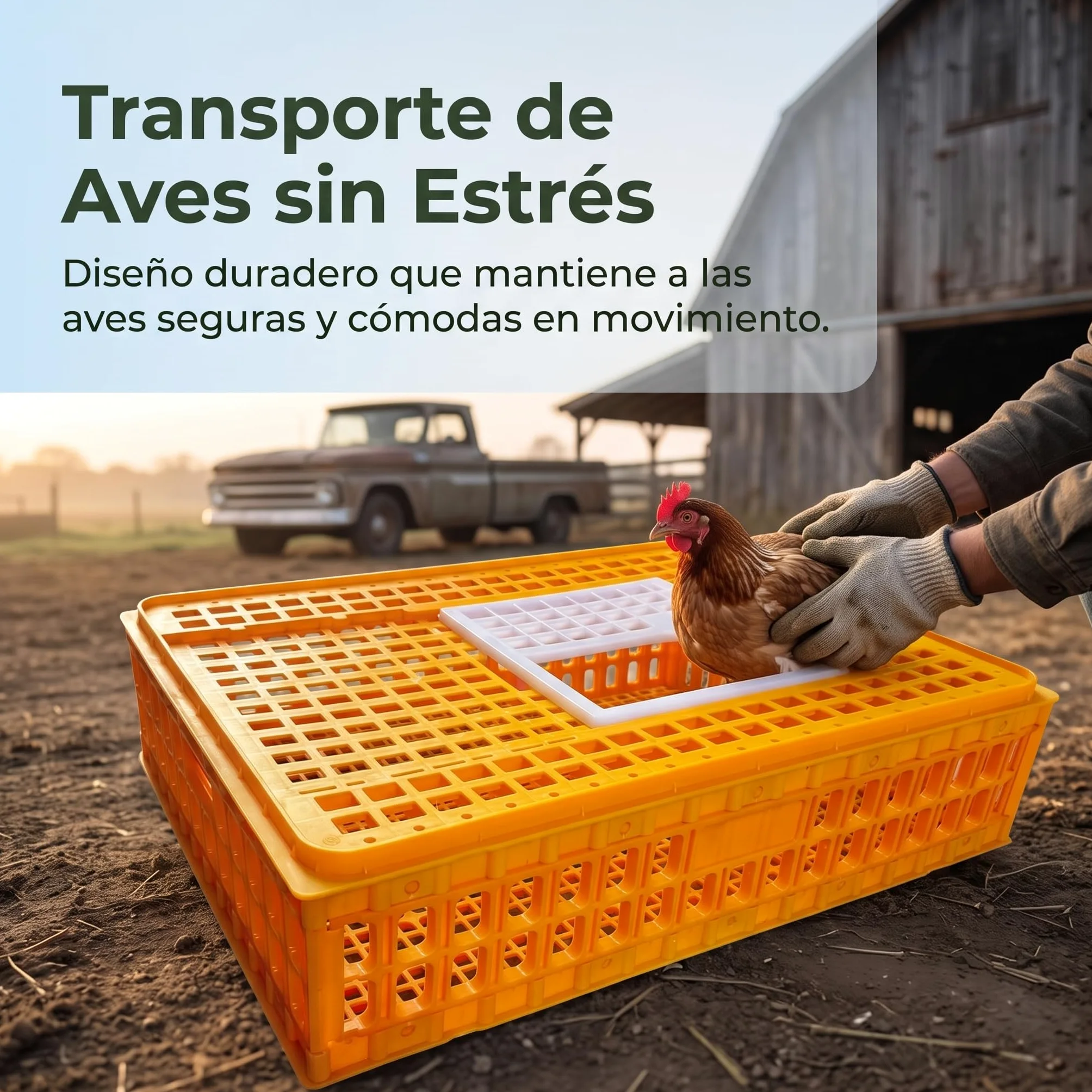 Jaula Transporte Aves Conejo, Caja plástico para Pollos, s y s, Amarillo