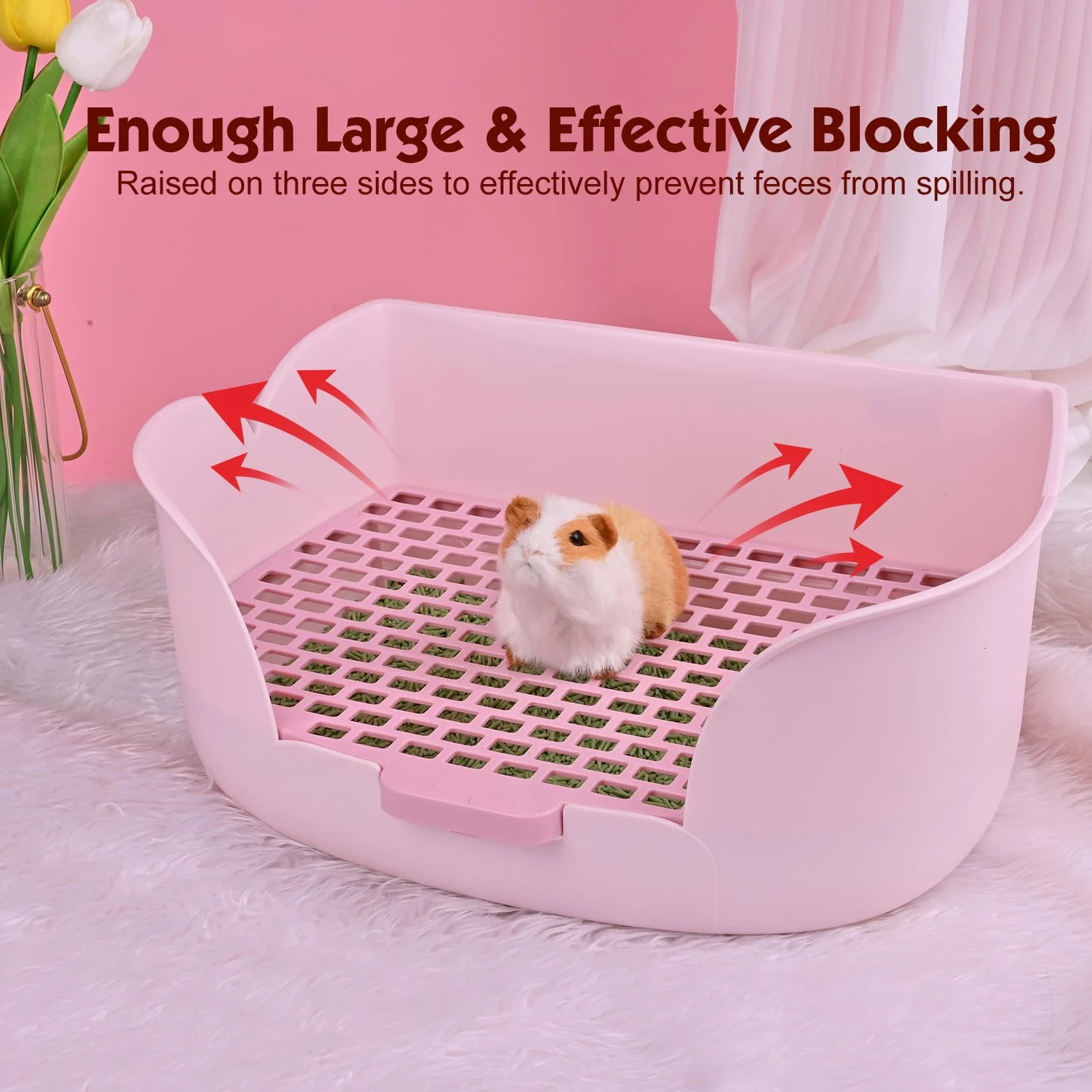 RUBYHOME Caja de arena grande para conejitos (17 x 11.8 x 6.2 pulgadas), arena para animales pequeños, inodoro para mascotas, orinal de esquina, bandeja para mascotas, fácil de limpiar (morado)