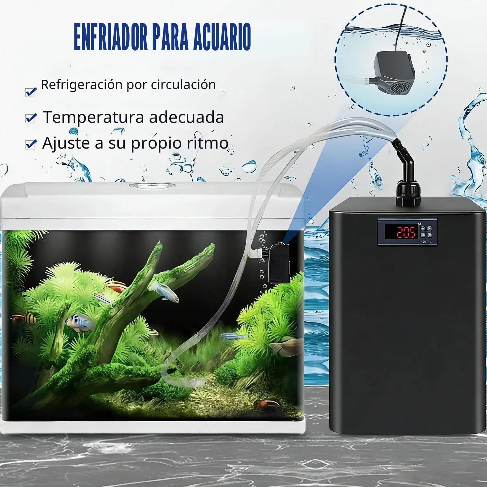 Enfriador de Agua para Acuario para Tanque de Peces compresor de refrigeración Axolotl Agua Salada, Medusas de Coral de Agua Dulce 300L/79gal | compresor de refrigeración Axolotl Agua Salada, Medusas de Coral de Agua Dulce