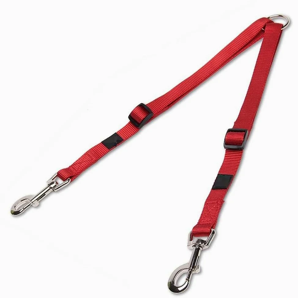 Correa divisora para Perros, de Nailon Rosa, Ajustable, Doble, para Correr, sin enredos, para pasear, Entrenar, Talla L, Correa de tracción (roja, S)