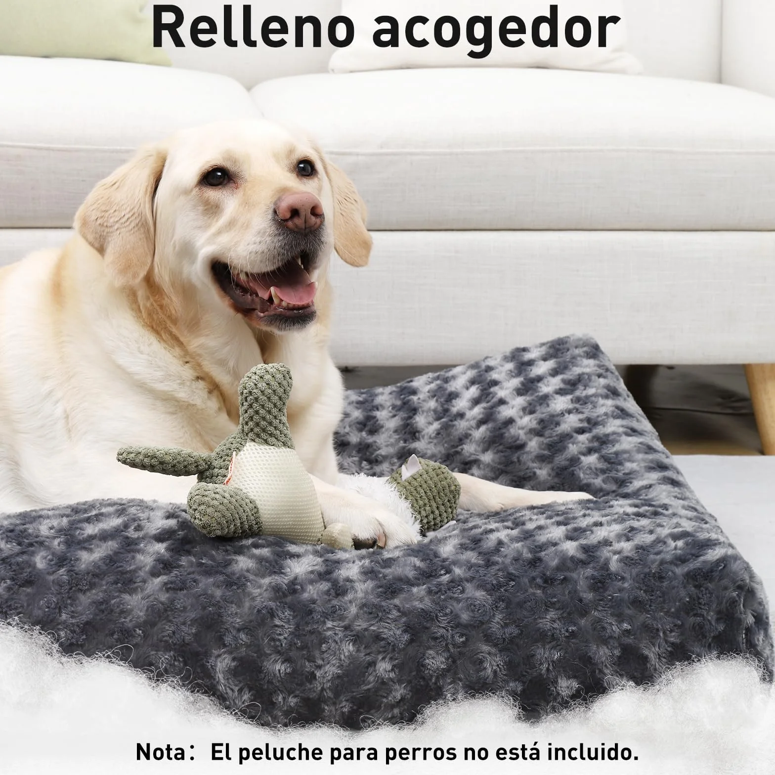 KSIIA Cama para Perro Grande, 90x60cm, Camas Antiestres L, Colchon Cojín Perro Grande, Colchoneta Lavable a Máquina, Fondo Antideslizante Dog Bed, Gris Oscuro