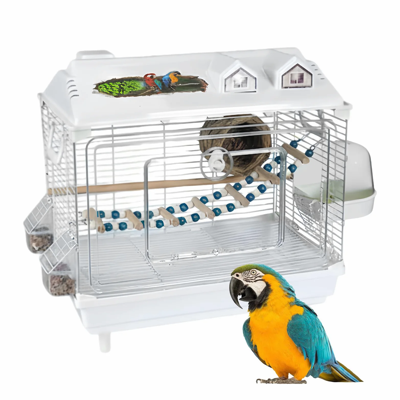 Jaulas para Pájaros y Aves de Compañía Transportín Transparente Portátil | Jaulas Para Pájaros Con Percha De Madera Para Periquitos para Agapornis Pinzones Cotorras Guacamayos Cacatú