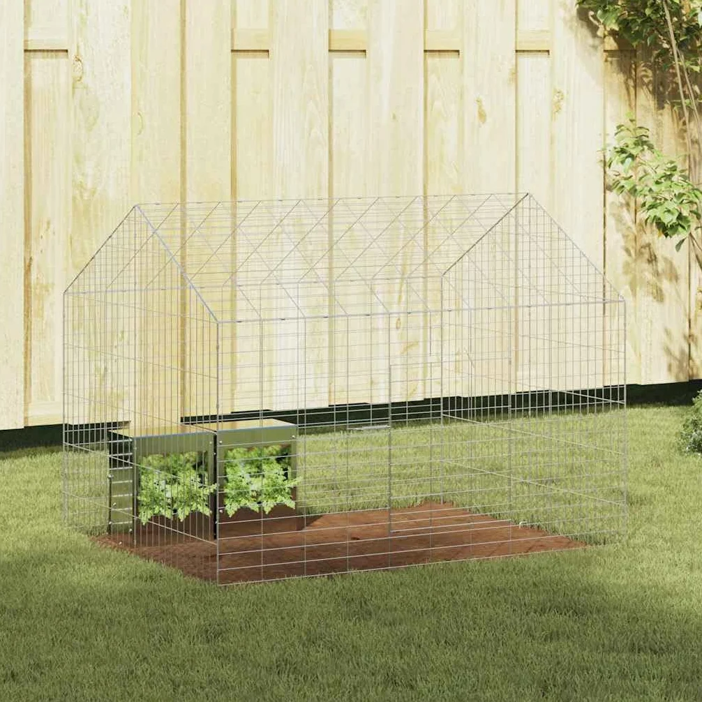Jaula para conejos plateada, 100 x 78 x 78 cm, acero galvanizado, jaula para animales pequeños, ideal para exteriores e interiores, sin techo