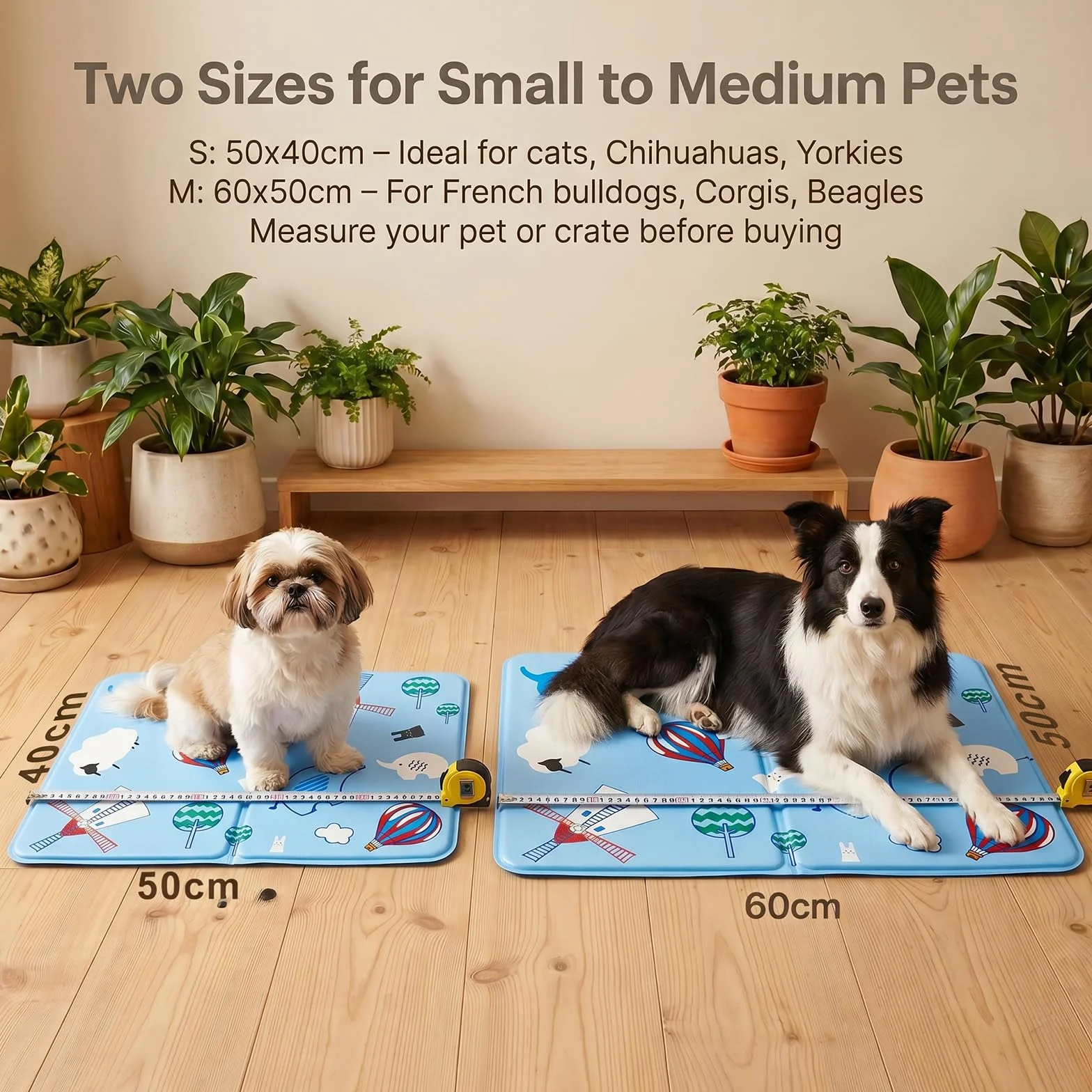 Alfombra Refrescante para Perro Gato,Mascotas Alfombrilla Autoenfriante,Camas refrescante para Mascotas,Prueba de Arañazos/Impermeable/Antideslizante,para en Verano,40x50cm, M, Azul