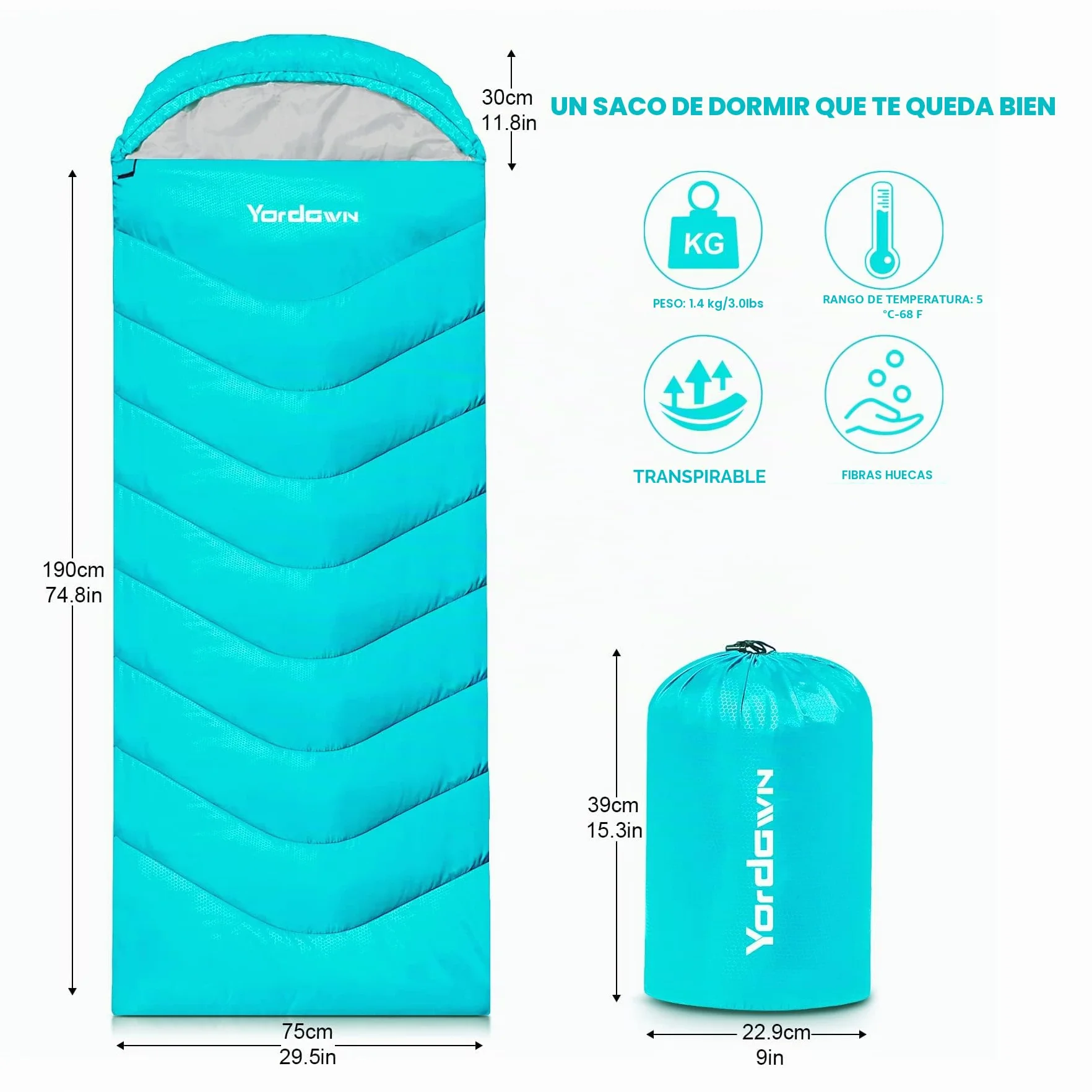 Saco de Dormir Adulto Niños Ultraligero Compacto 4 Estaciones Impermeable Camping Senderismo