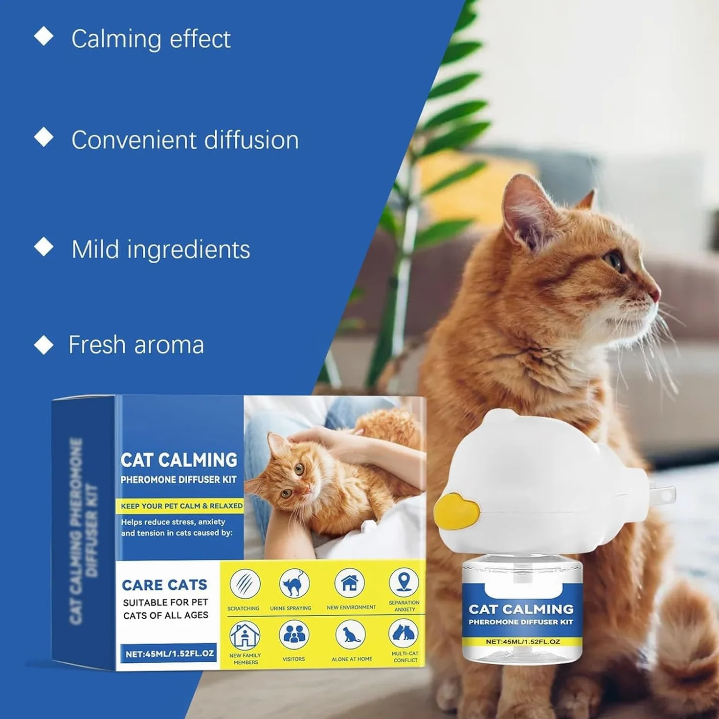 Petwellness Diffuseur Chat, Pet wellness Diffuseur Chat - Difusor para gatos 6 en 1: Corrige eficazmente el comportamiento de micción inapropiada Aliviar el estrés y la ansiedad en los gatos (2 PCS)