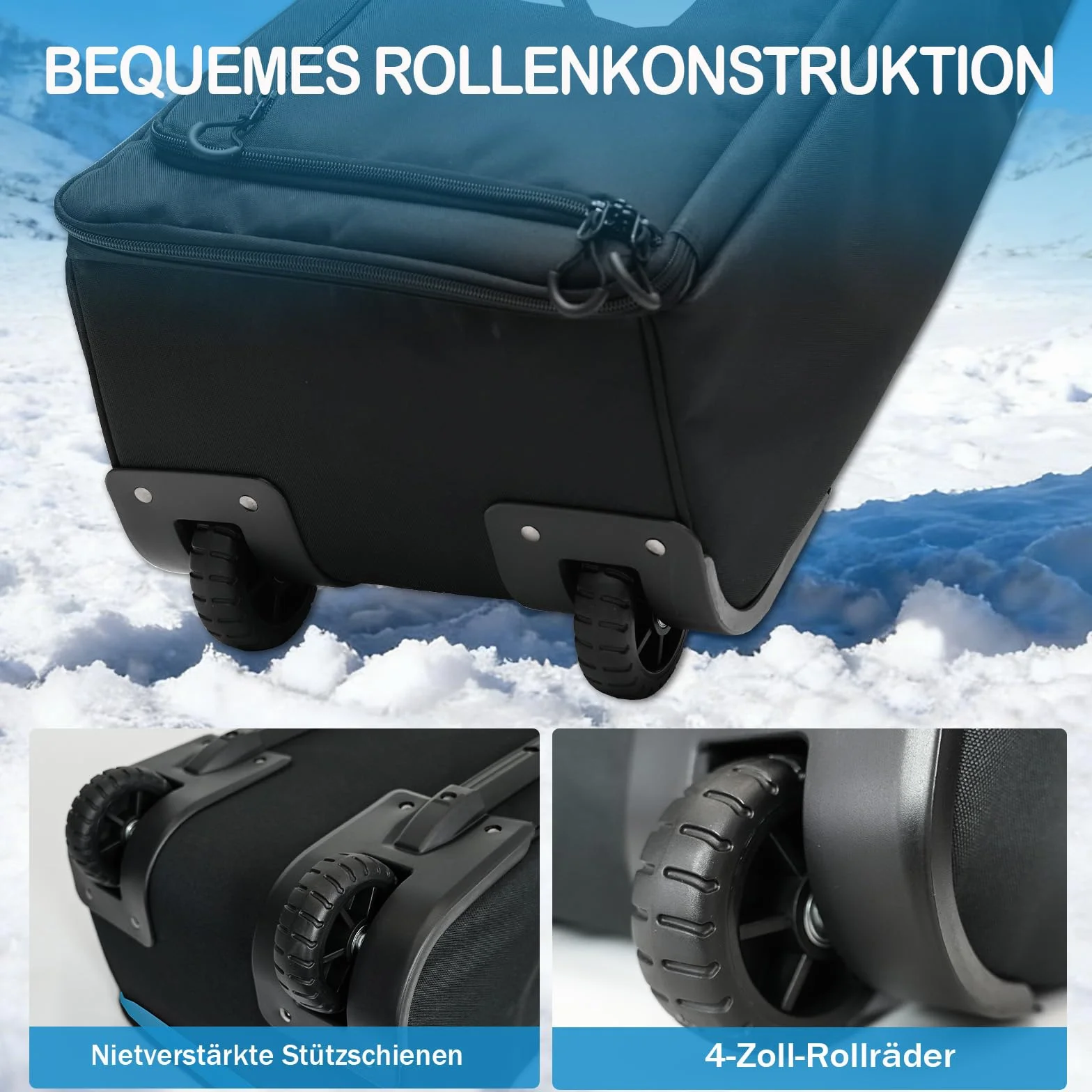 AUMTISC Bolsa de Snowboard con Ruedas Acolchada para Esquís 165-175 cm