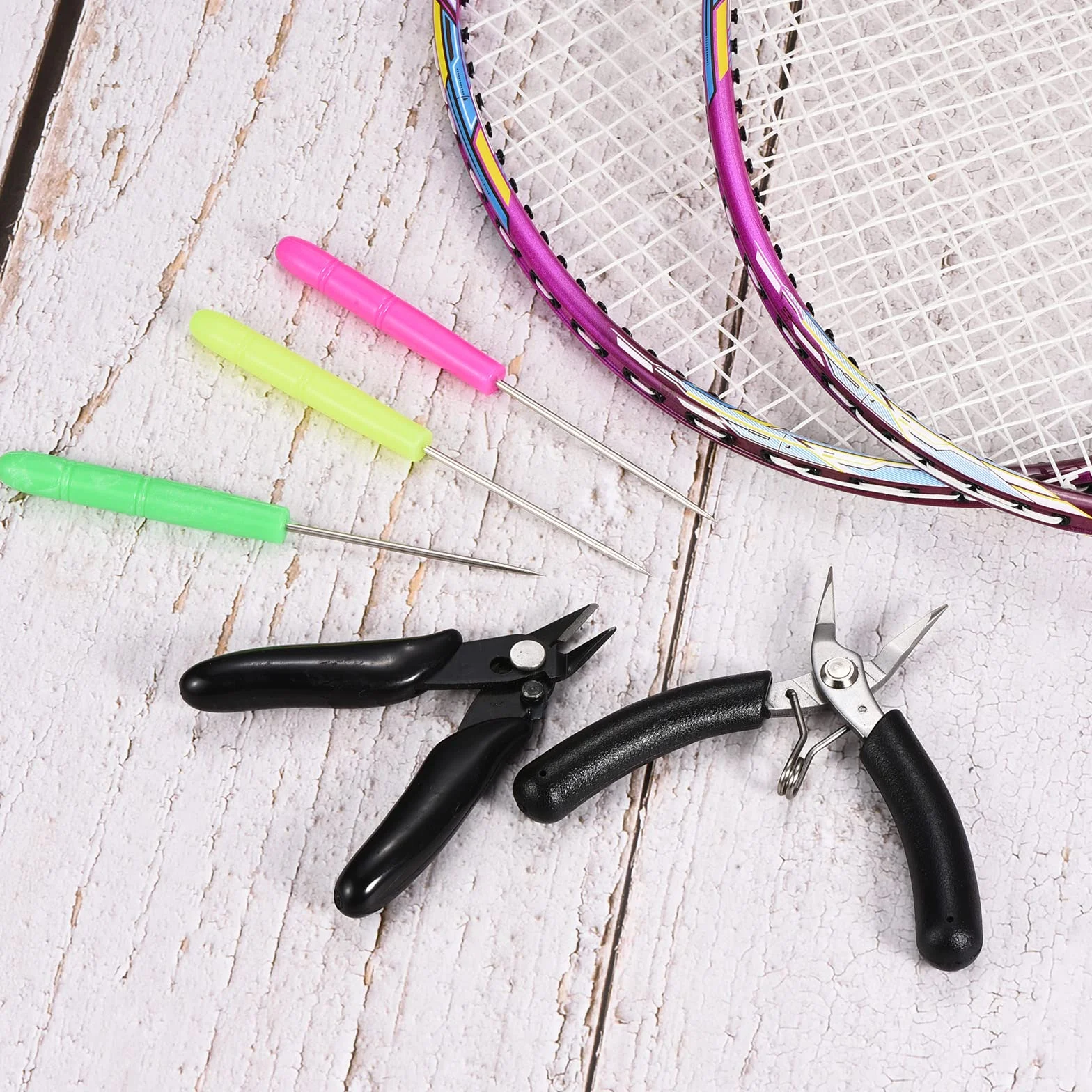 PATIKIL Bádminton Raqueta Encordado Punzón, 2 Paquetes Herramienta Guía, Amarillo