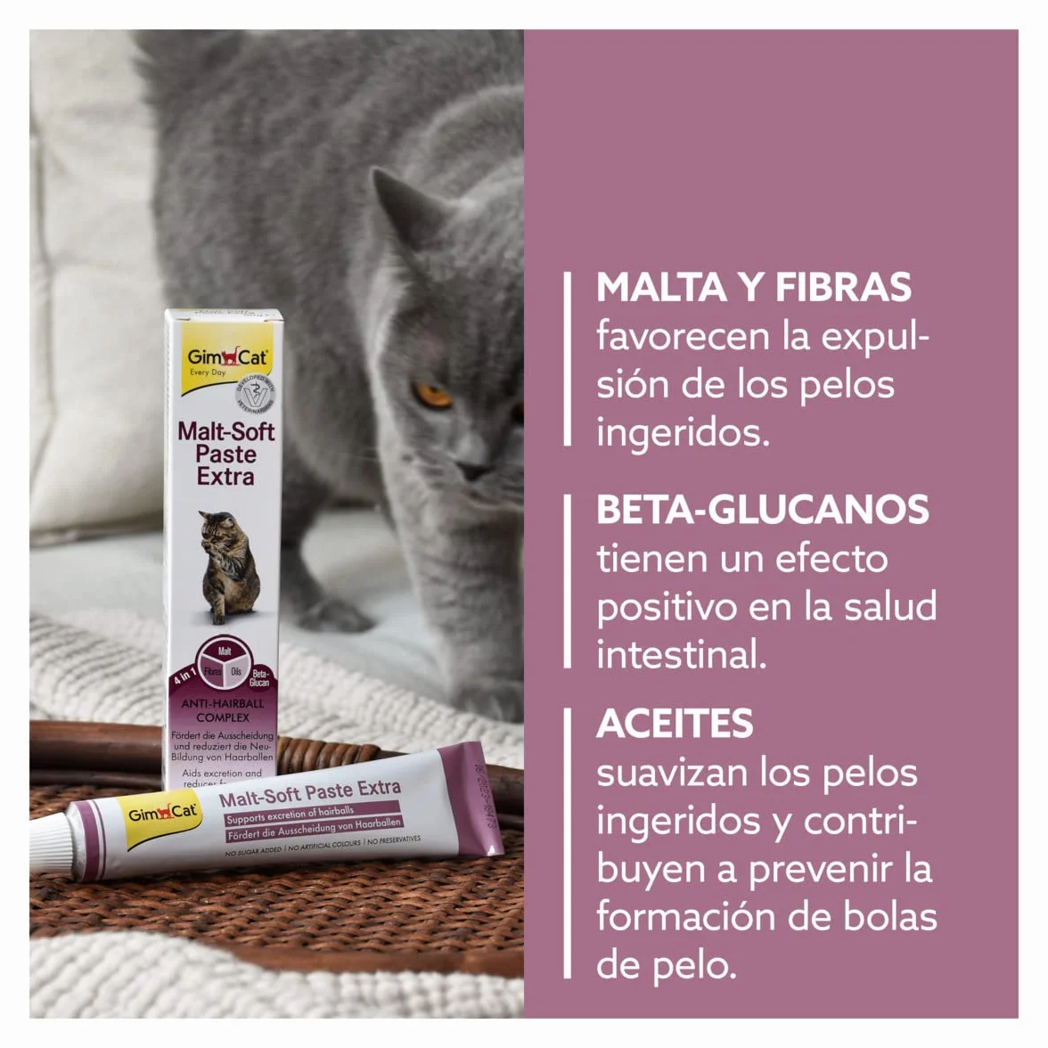 GimCat Malt-Soft Extra, pasta con malta- Anti-Hairball snack para gatos favorece la excreción de bolas de pelo - 1 tubo (1 x 200 g)