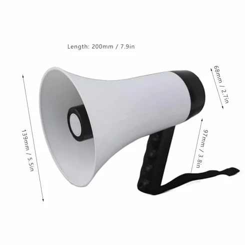 HEEPDD Megáfono Altavoz PA Bullhorn 30W Alarma Sirena Control Volumen Correa Deportes
