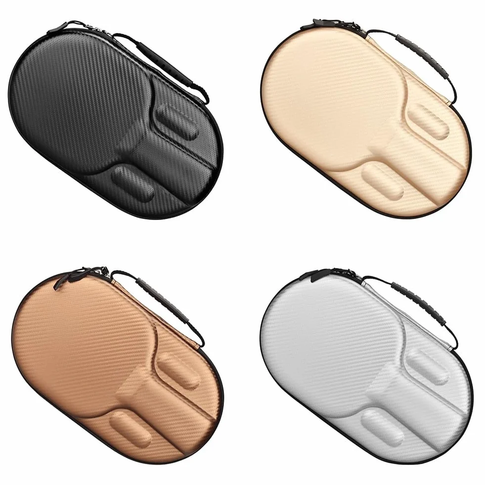 RichVibe Funda rígida de EVA para raquetas de tenis de mesa con asa, 2 paletas y 4 pelotas, amarillo