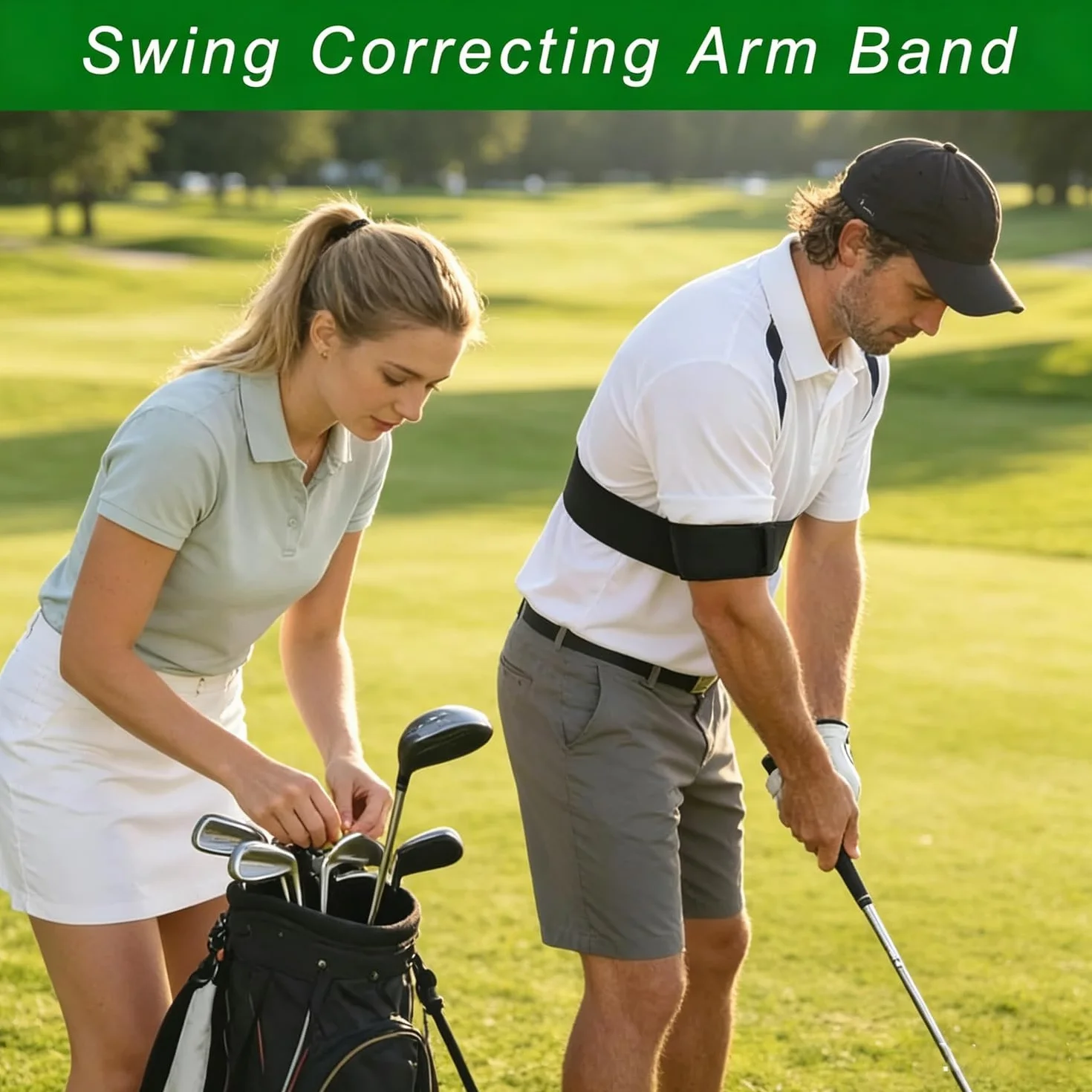 Meiso Brazalete de entrenamiento para golf ajustable corrección swing elástico nailon