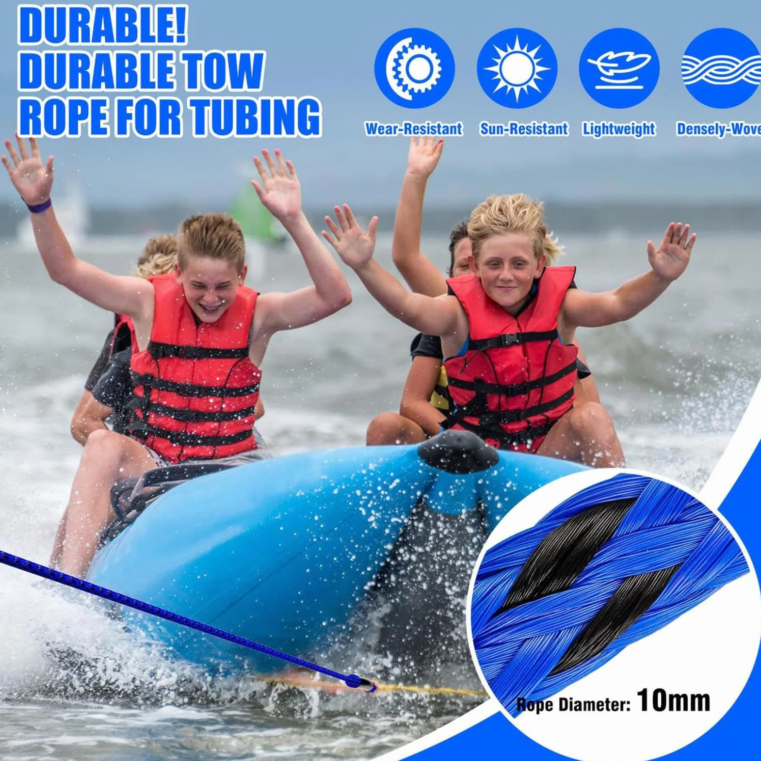 Cuerda flotante de seguridad para kayak, cuerda de arrastre para barcos, remolque, rescate, pesca