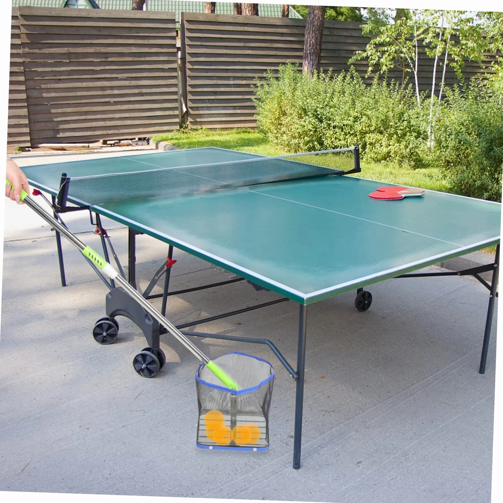 Recogedor de balones de tenis de mesa portátil mango telescópico ajustable azul