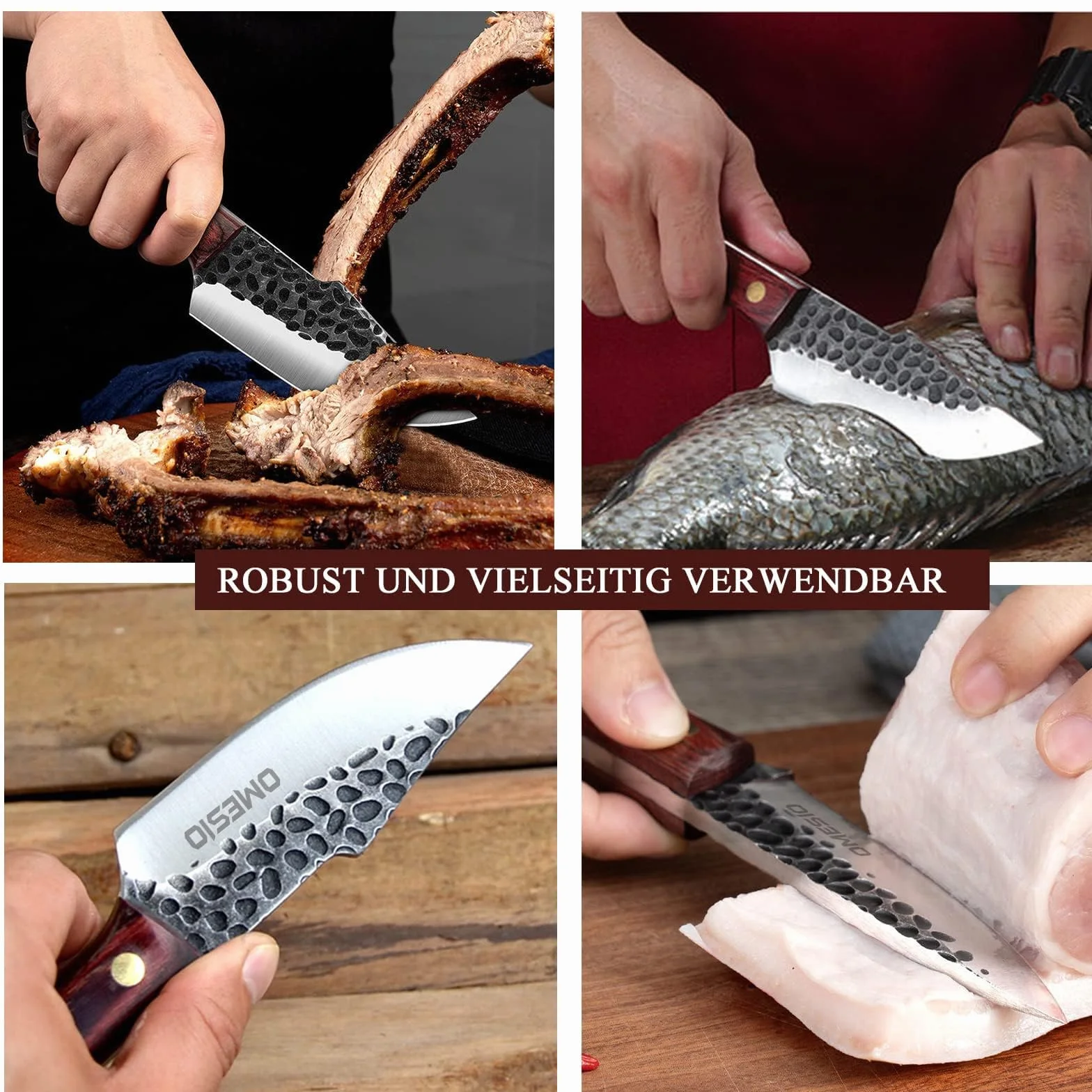 Cuchillo Bushcraft al aire libre, hoja templada, compacto