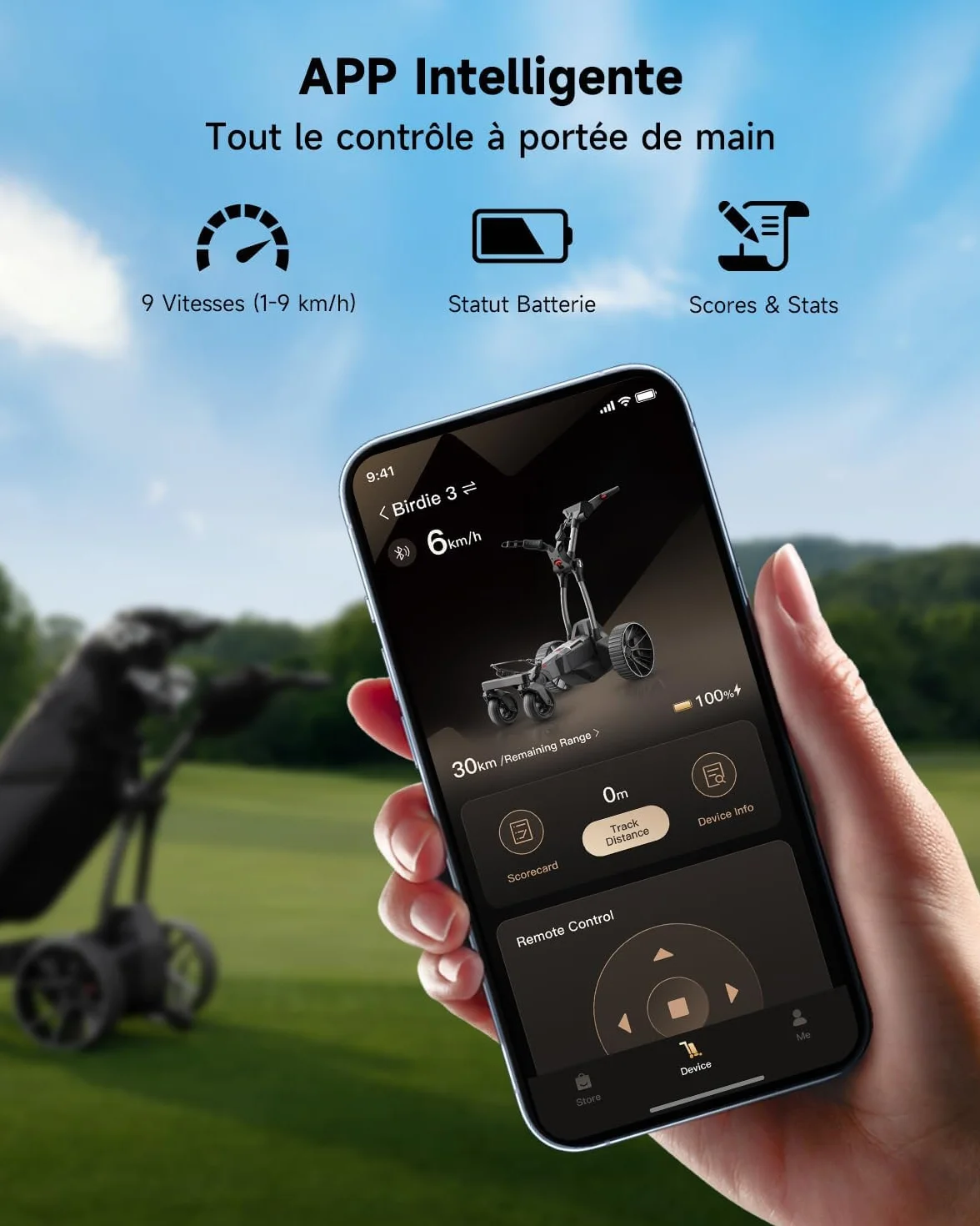 NAVEE Birdie 3X Carrito de Golf Eléctrico con Seguimiento Automático, Batería 36 Hoyos, Ruedas Todoterreno, Plegable