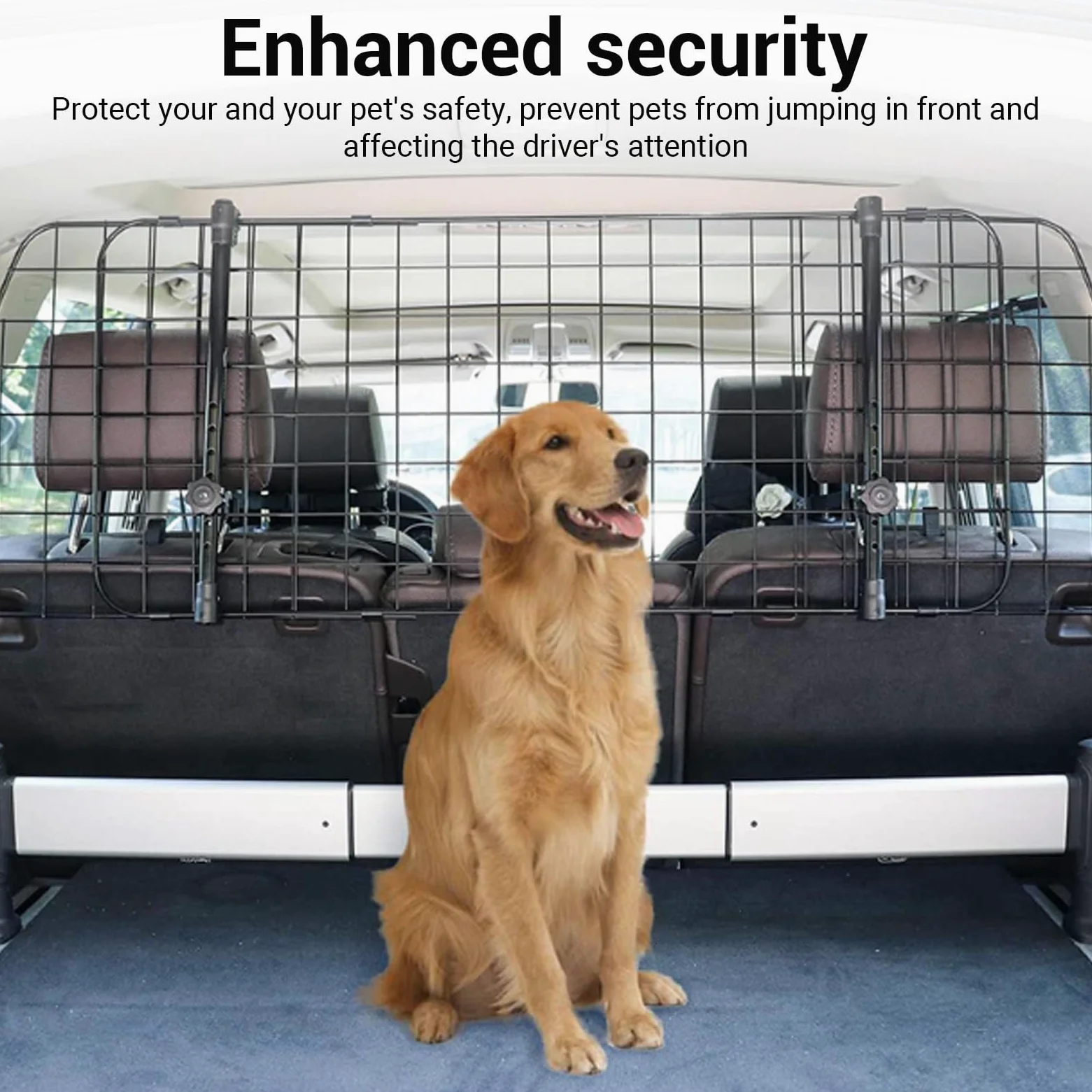 Barreras para Coches para Perros, Protector para Mascotas de Malla de Alambre Ajustable con Revestimiento de Pintura para SUV, Camiones, Sedanes y Hatchbacks