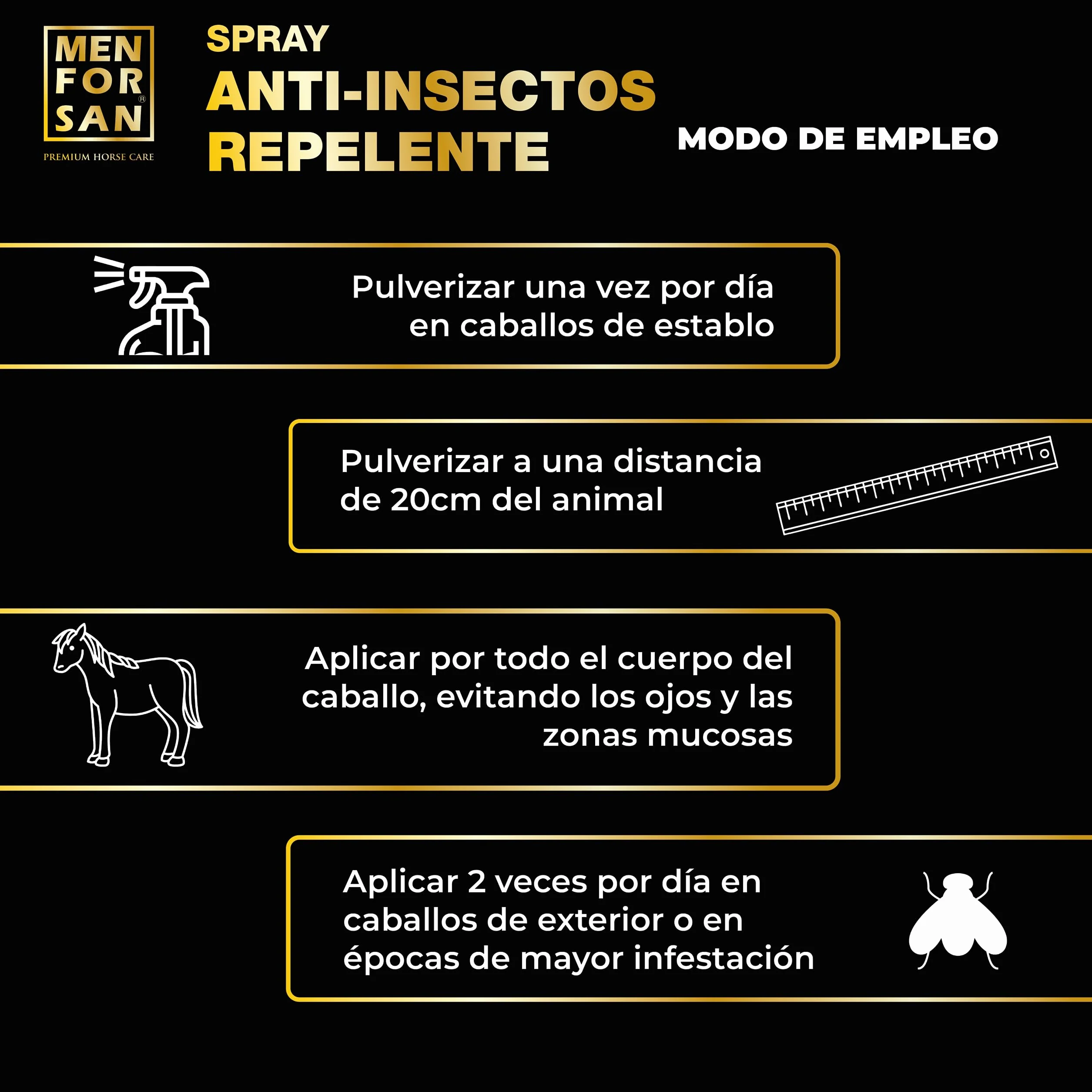 MENFORSAN Spray repelente de insectos para caballos, 500ml | con Margosa, geraniol y lavandino | Bio, 100% Natural