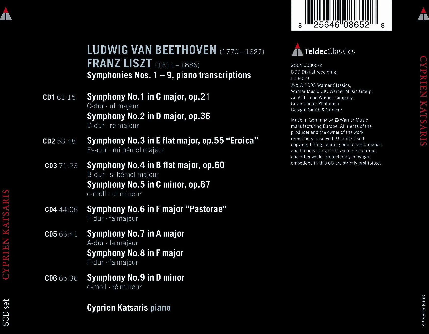 Beethoven Symphonies Nos 1-9 Arr Liszt