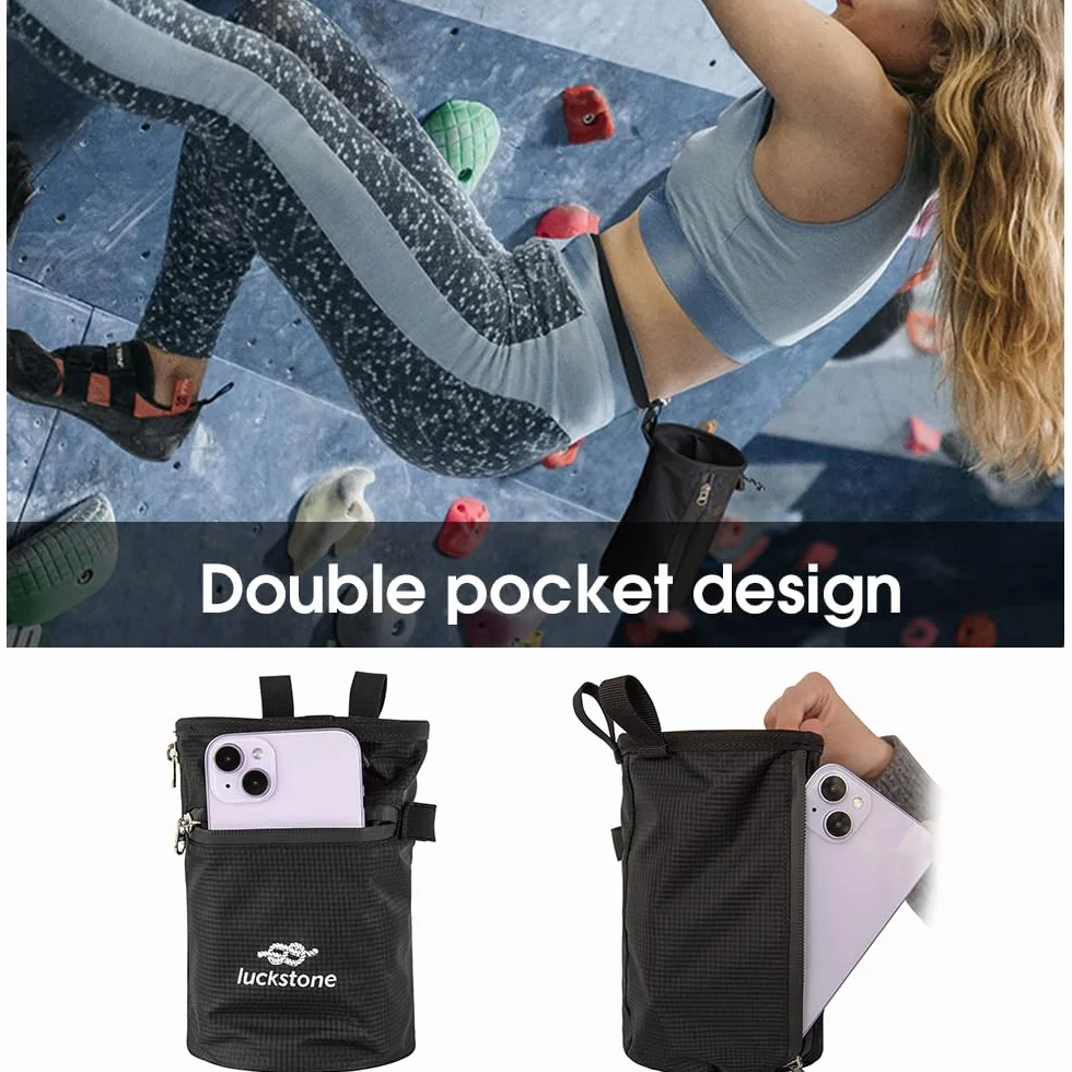 Bolsa de magnesio para escalada con cepillo y cinturón ajustable