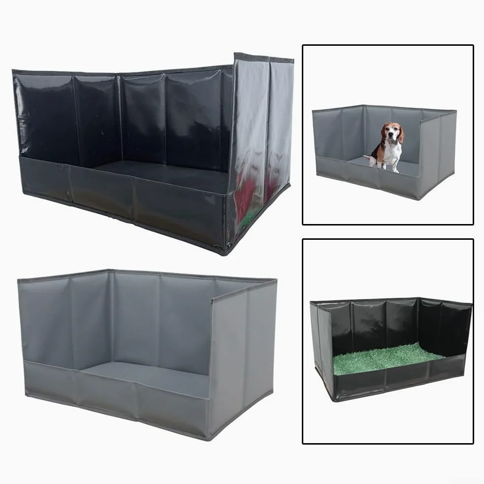 Bandeja plegable para orinal para perros con forro impermeable de cara alta, portátil para soporte de almohadilla de orina de cachorro y base de baño antisalpicaduras para perros pequeños y medianos