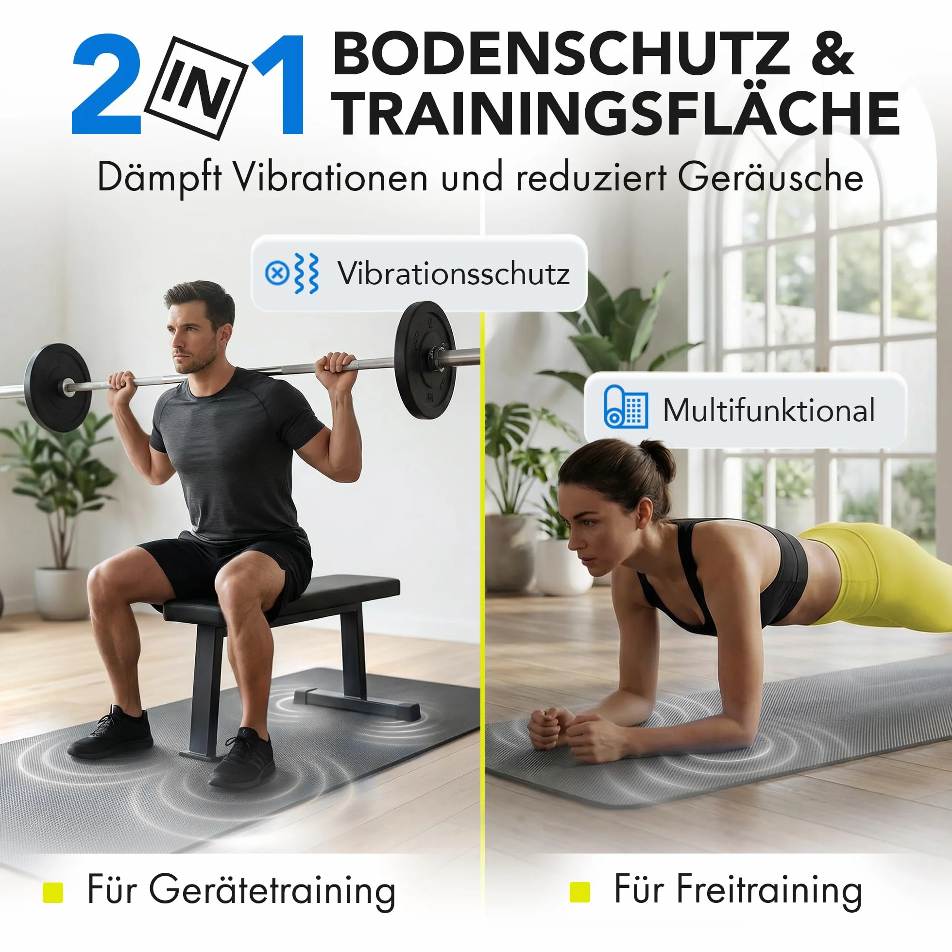 Esterilla Vida Sport Protect 60 x 120 cm Negra para Ejercicio y Entrenamiento