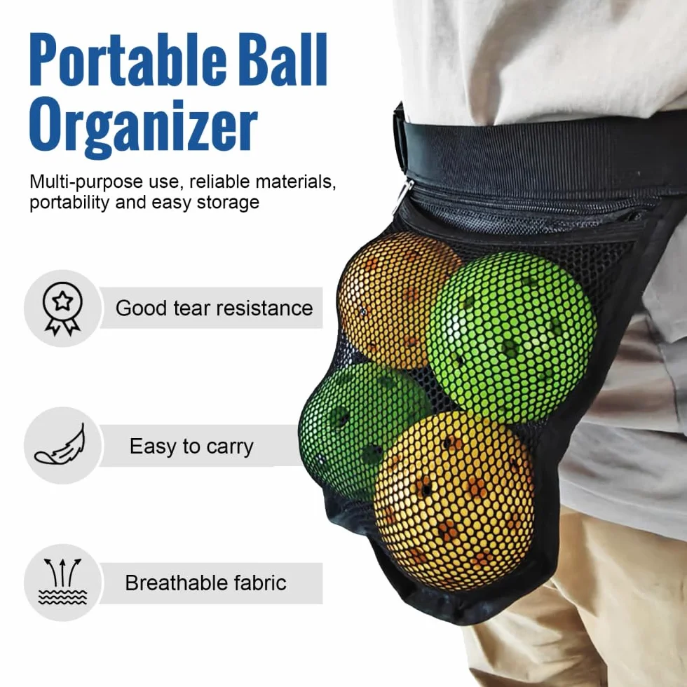 Riñonera para Pelota de Tenis, Soporte Ajustable para Banda de Pickleball, Transpirable, Bolsa de cinturón de Ping Pong
