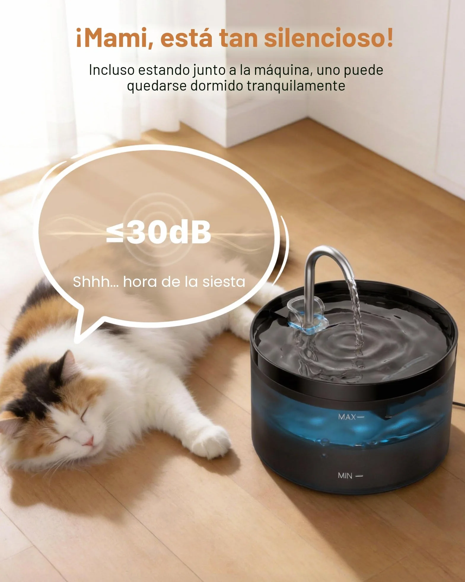 Fuente para Gatos, GIOTOHUN Bebedero con Forma de Grifo - 2L Bomba Súper Silenciosa, Filtro de Pelos Suelto, Dos Patrones de Flujo de Agua, Fácil de Quitar y Lavar - Negro