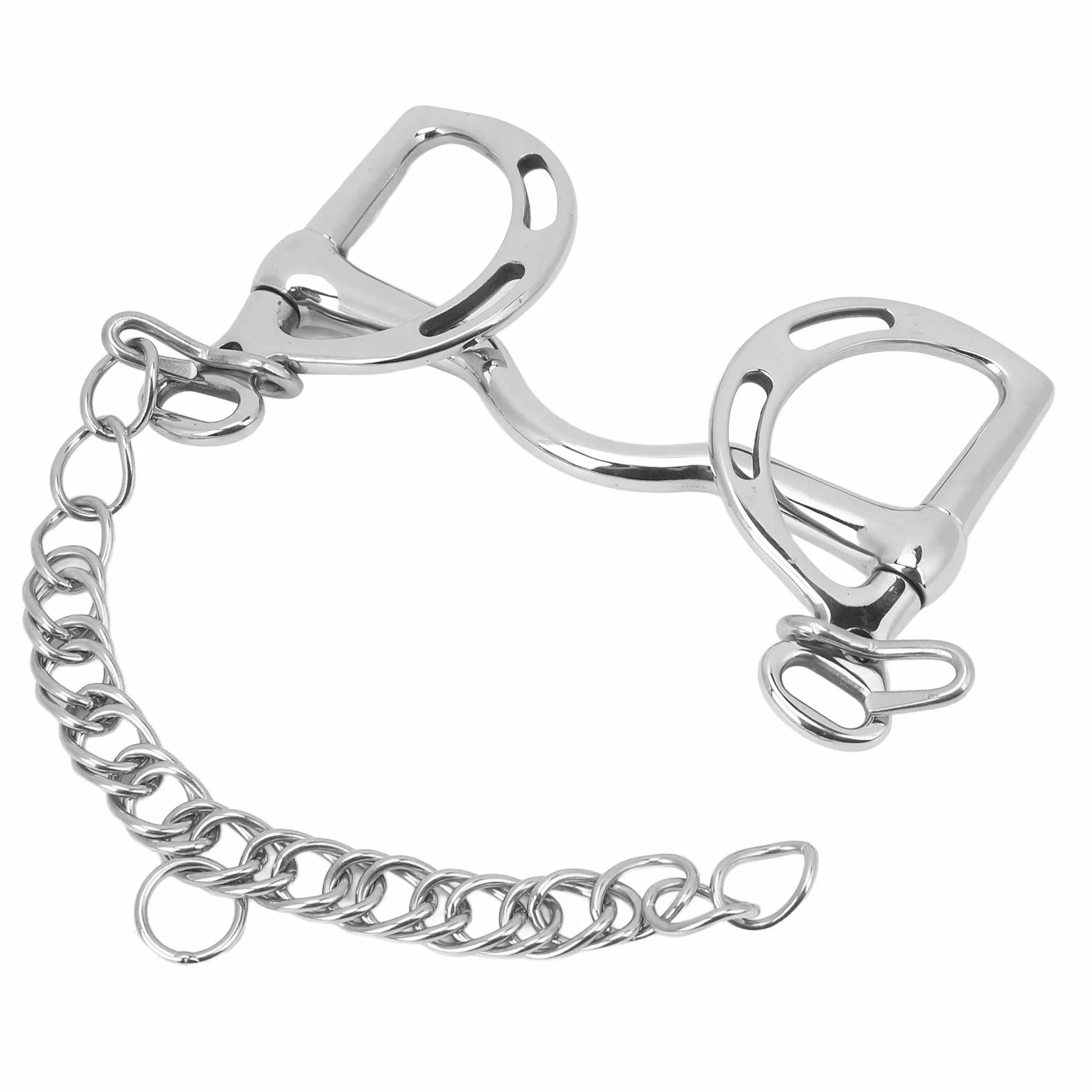 Broca de filete de caballo con anillo en D de acero inoxidable con cadena Broca de boca de caballo de 135 mm Equipo de entrenamiento de caballos duradero antimordeduras par