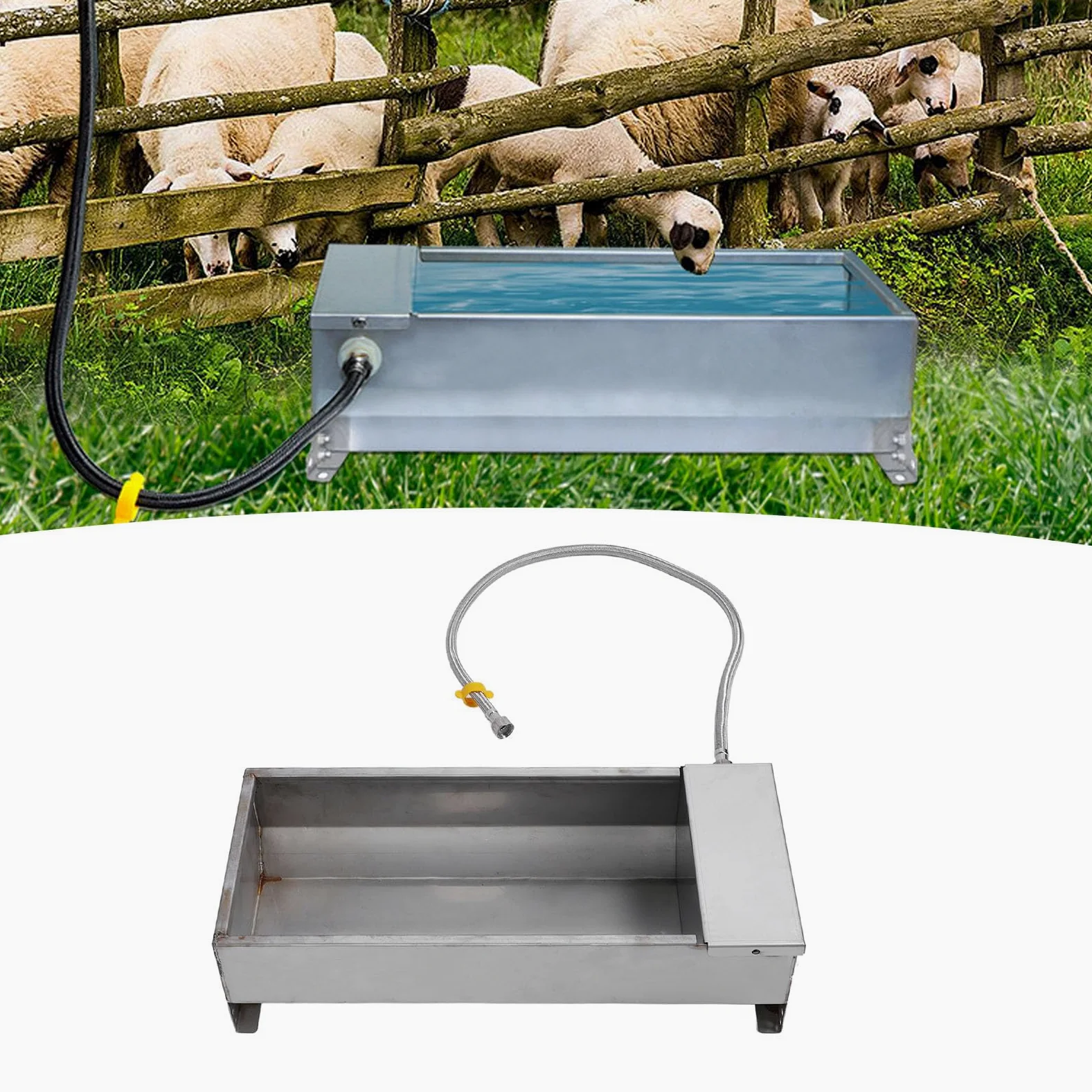 Bebedero Automático para Ganado, Acero Inoxidable, Autollenado con Flotador para Perros, Caballos, Cabras