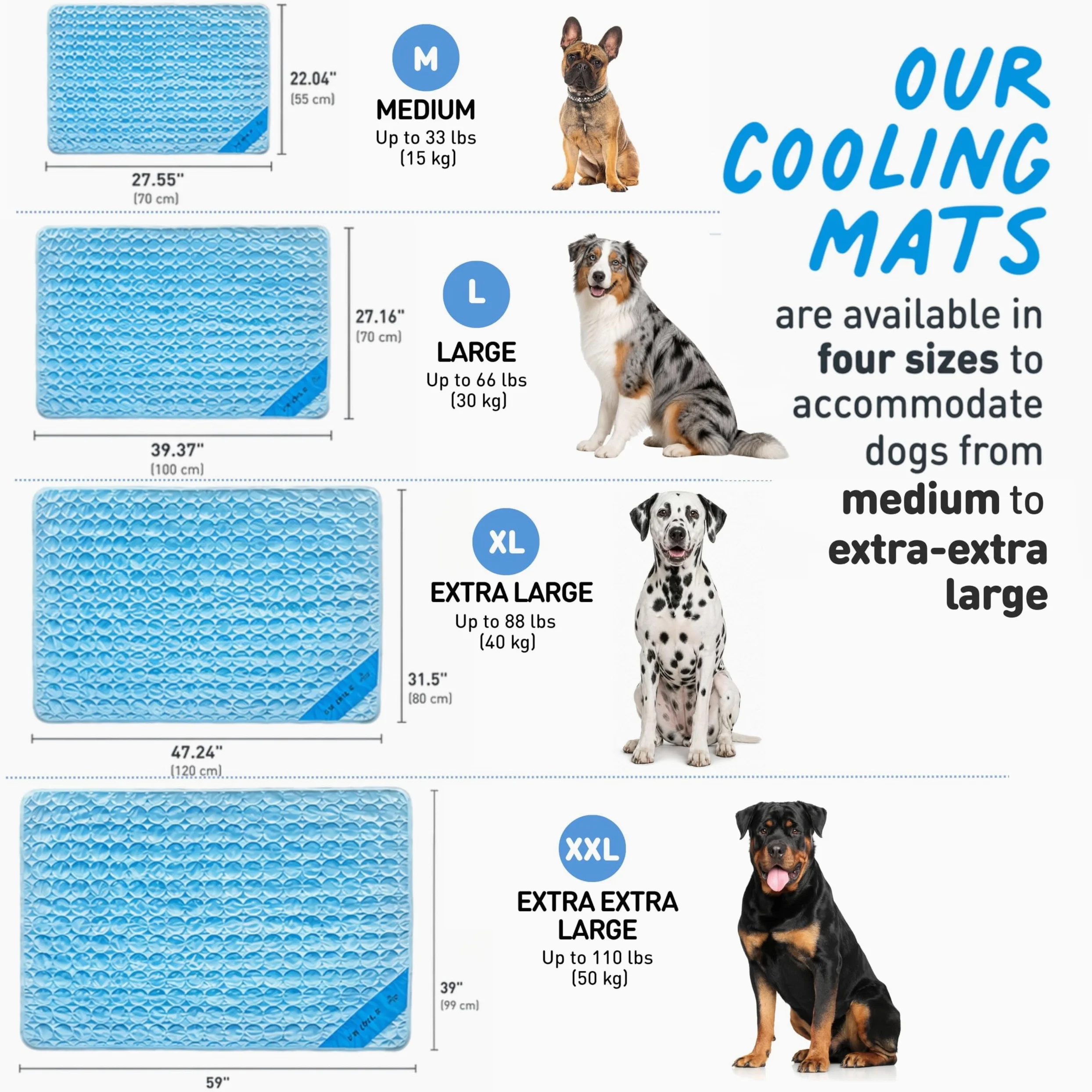 Inspector Tail Alfombrilla de Viaje y refrigeración automática + Bolsa de Cuerda, Lavable y portátil, Almohadilla Suave para Mascotas para Interiores o Exteriores Perros y Gatos para