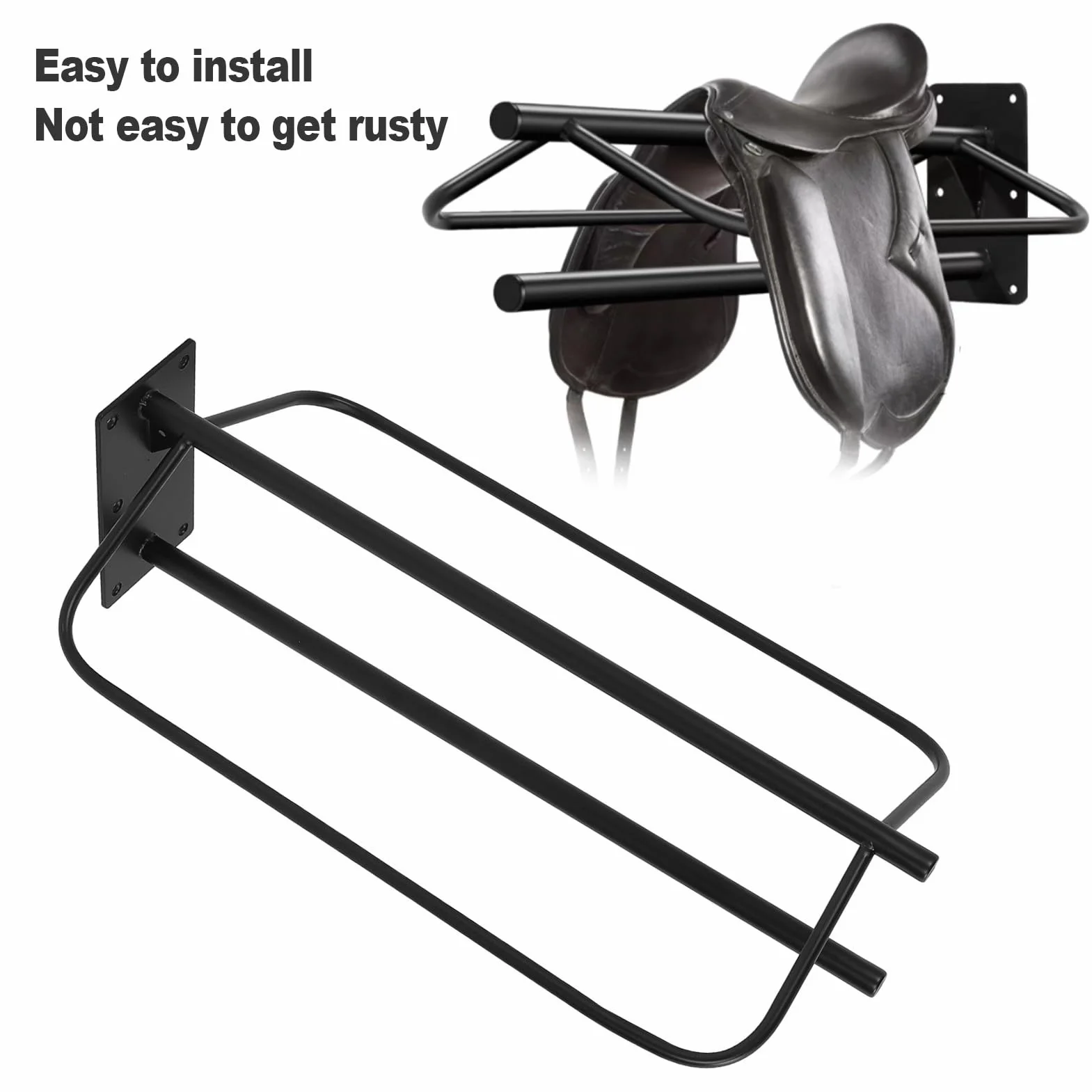 Estante de Almohadilla de Silla de Montar, Estante de Manta de Silla de Metal, Soporte de Manta de Caballo fácil de Instalar, Soporte de Montura de Pared
