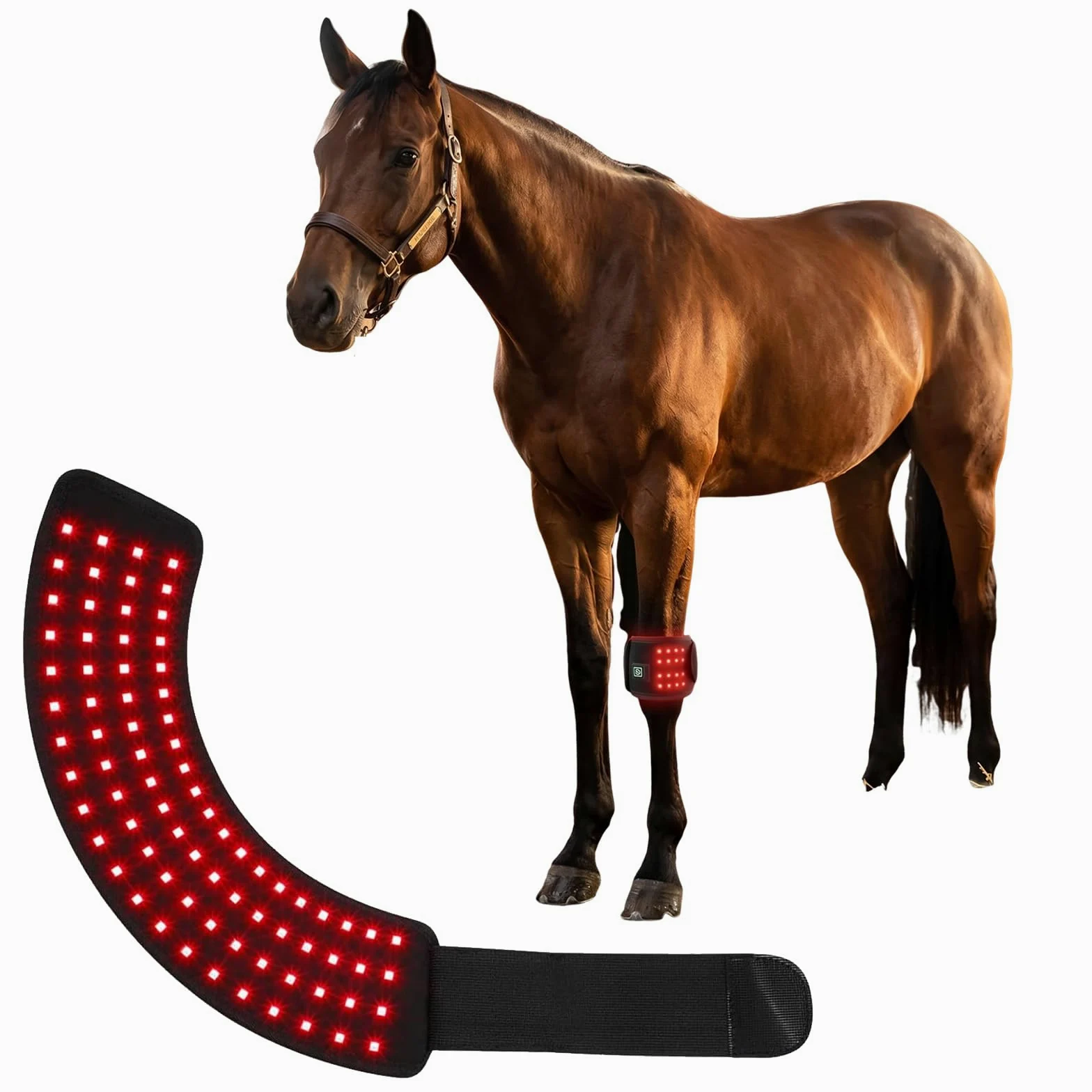 Envoltura Portátil De Terapia De Luz Roja para Caballos: Alivio Eficaz del Dolor En Cascos Y Corvejones para Mascotas, Fototerapia Portátil para La Salud Y Recuperación Equina.
