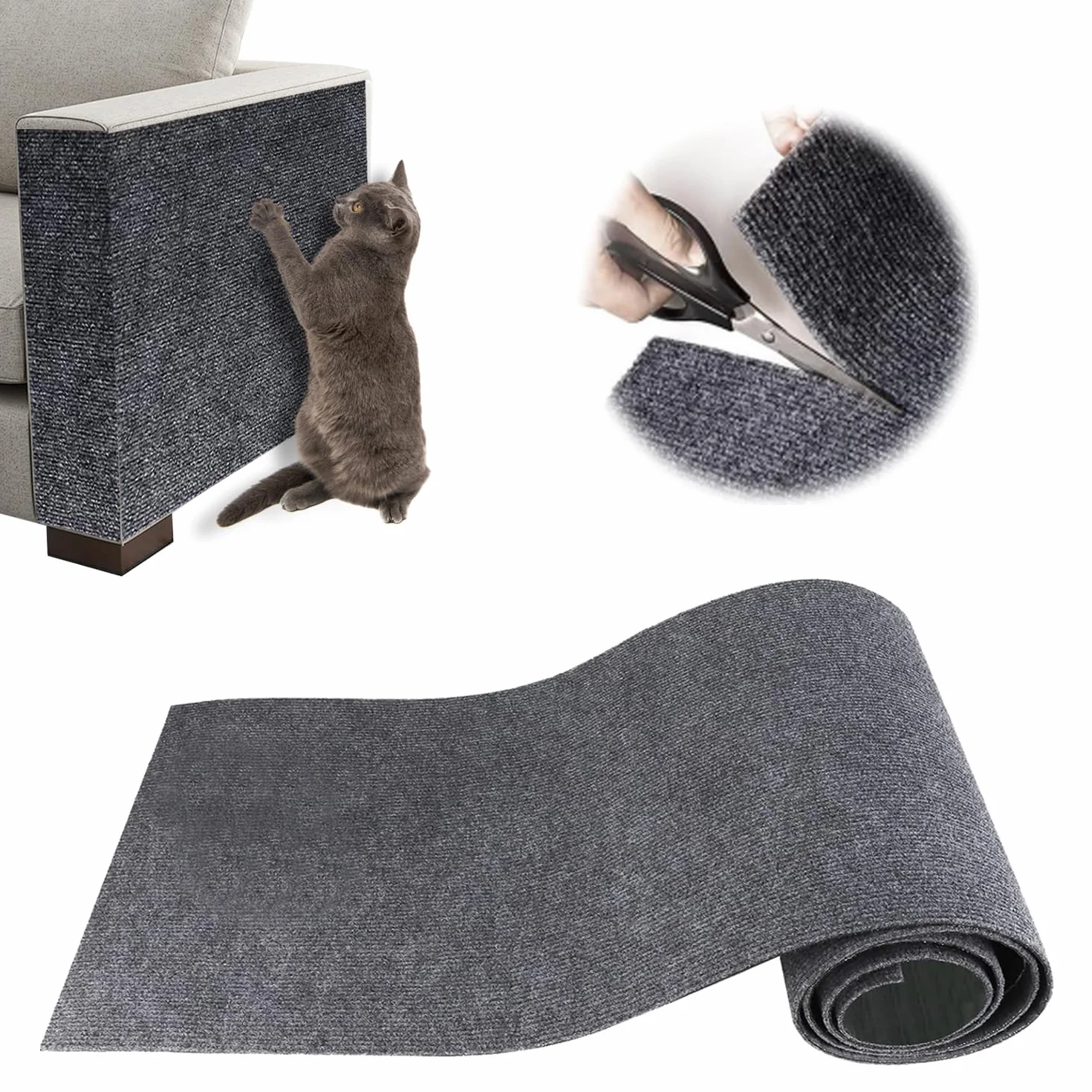 Protector Sofa Gatos Arañazo, Tapete Rascador para Gatos Autoadhesivo, Ideal para Sofás, Muebles y Paredes, Reutilizable, Fácil de Instalar y Recortable para Postes Rascadores