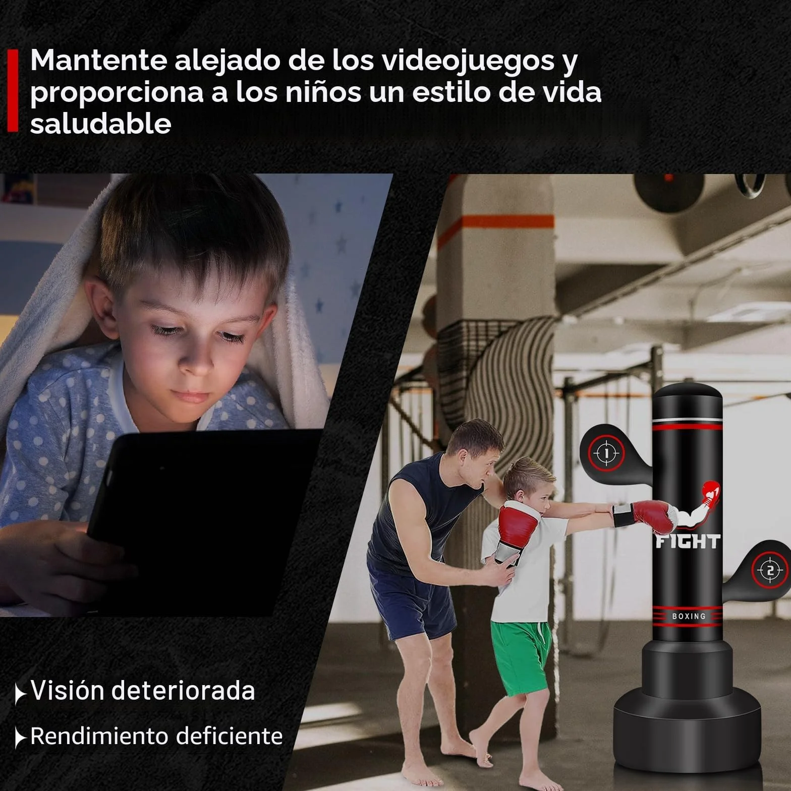 Saco de Boxeo de Pie 180cm con Guantes, Bomba, Cuerda y Pelota de Reflejos para Entrenamiento MMA Fitness