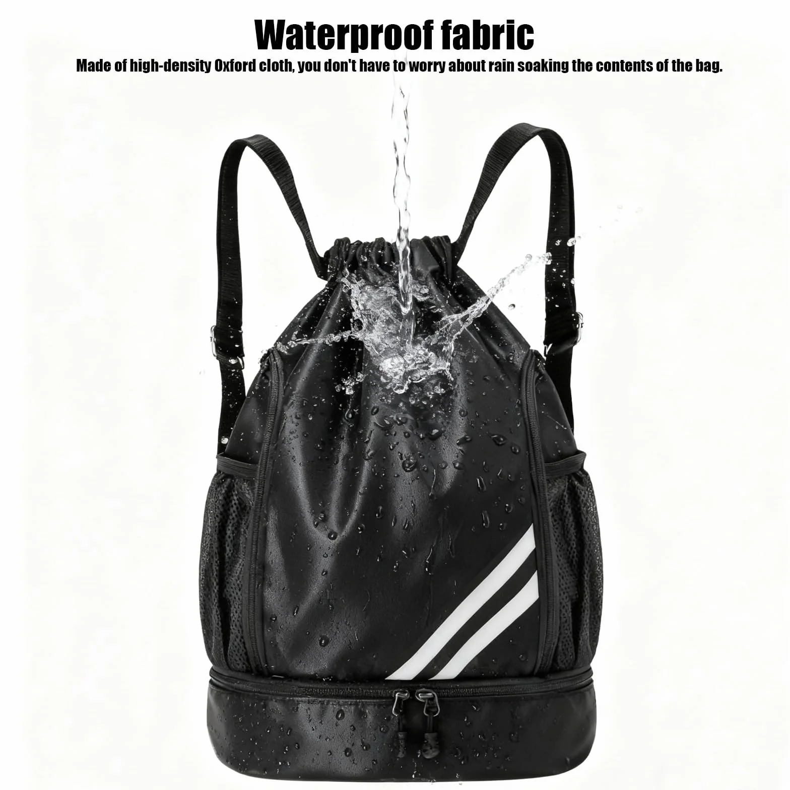 Mochila Gimnasio Hombre Impermeable con Compartimento para Zapatos, Bolsa Deporte Cuerdas Unisex Adulto