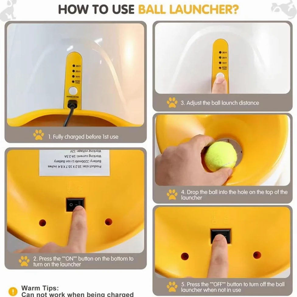 Lanzador automático de Pelotas para Perros, Lanzador de Pelotas de Tenis, Lanzador de Pelotas para Perros con 6 Mini Pelotas de Tenis de 2 Pulgadas y Bolsa de Malla, Lanzador Interactivo
