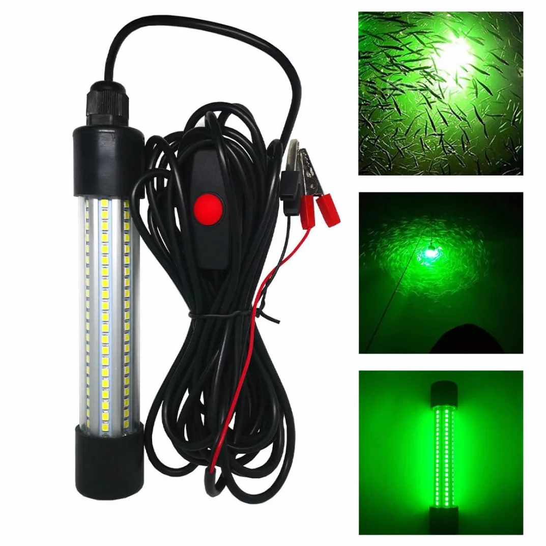 Lámpara de Pesca LED Sumergible IP68 DC/AC12-24V Verde Impermeable