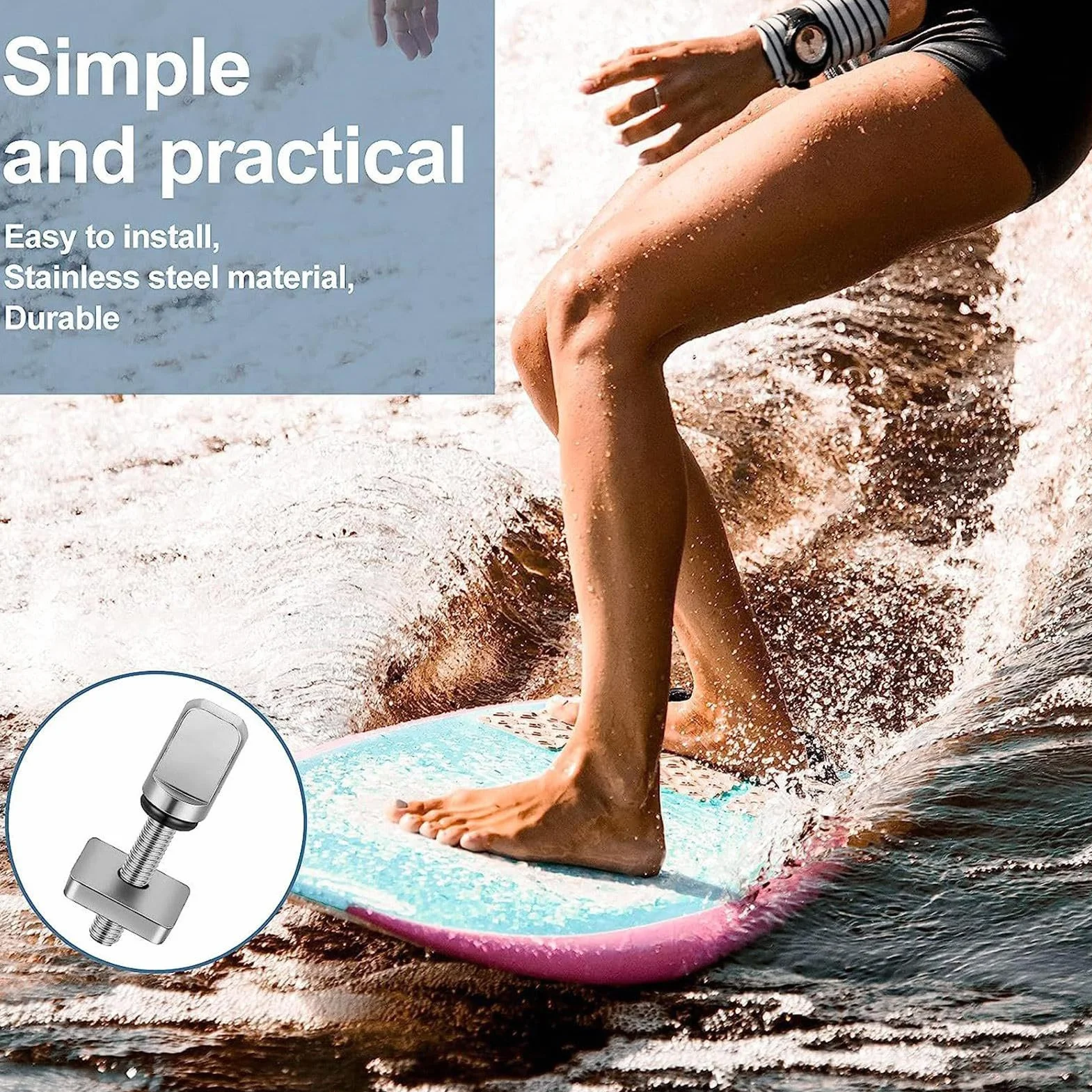 Tornillos aletas para tabla de surf, adaptador aleta central, retráctil con anillo de goma