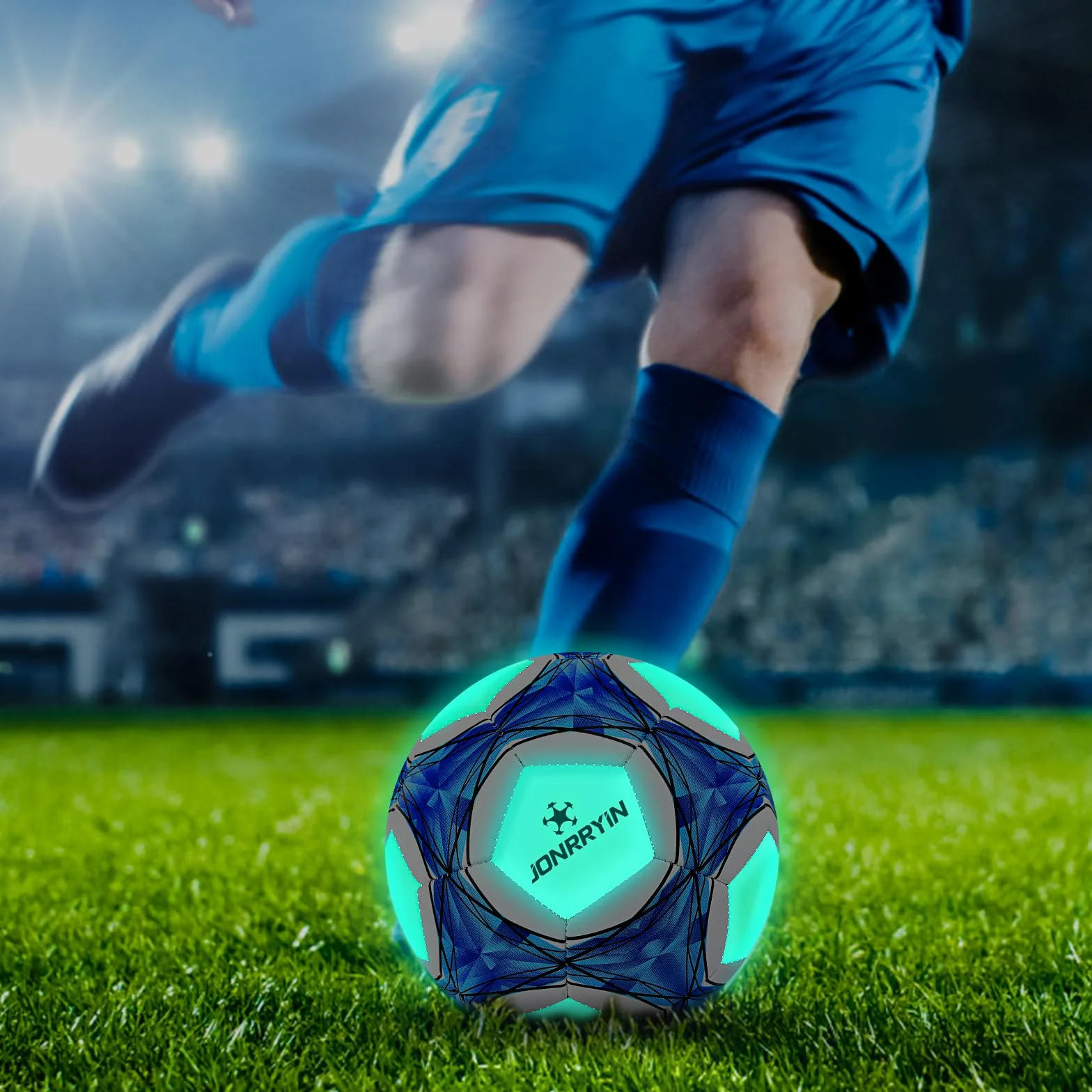JONRRYIN Balón de Fútbol Iluminado Fluorescente Tamaño 5 para Entrenamiento y Juegos