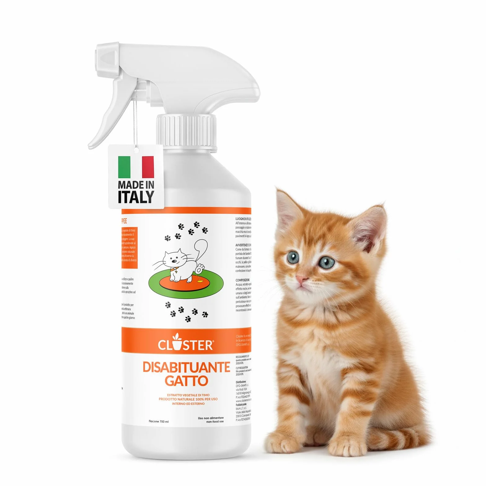 CLOSTER STOPPEE - Disuasivo para Gatos 750 ML - Spray disuasivo para Gatos de Base Vegetal de tomillo - Disuasivo para Gatos para Interiores y Exteriores - disuasivo para Gatos Producto 100% Natural