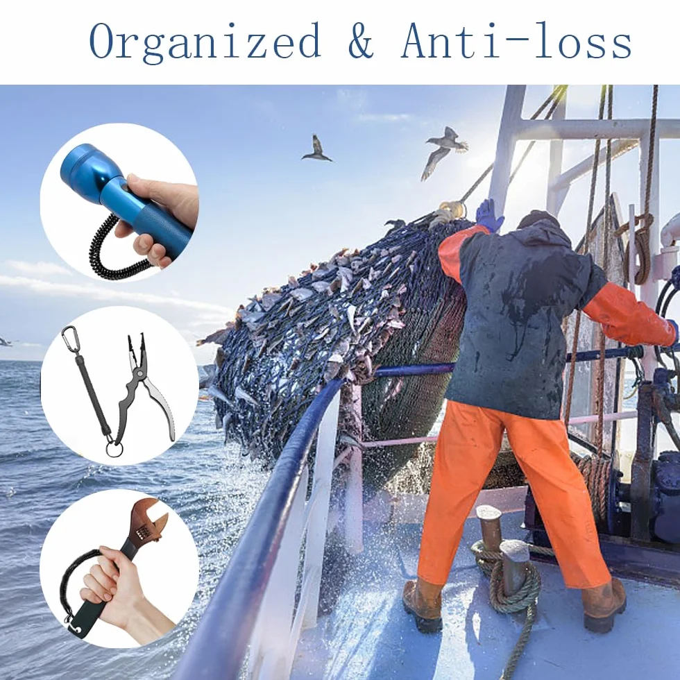 Spirales Retráctil de Seguridad Llavero Elástico Cordón de Pesca Robusto Anti-Pérdida para Llaves Cuerdas Extensibles para Canotaje, Kayak