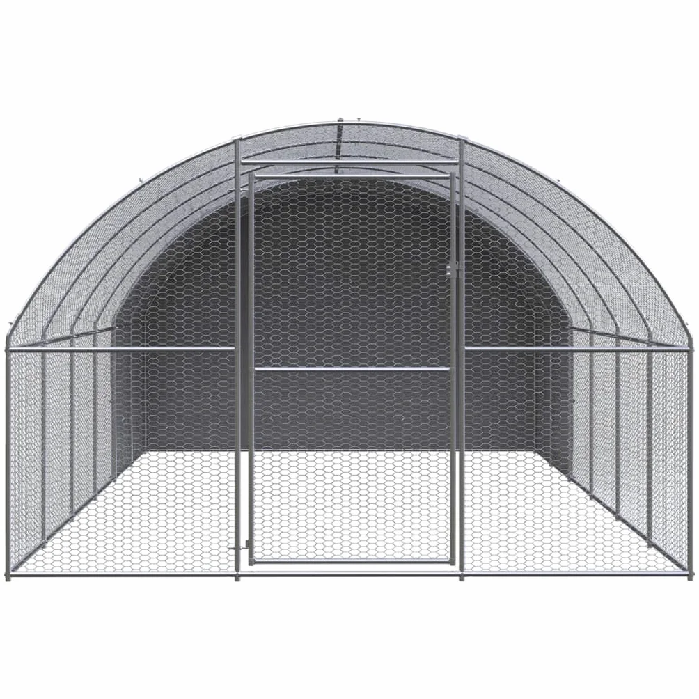 Gallinero para exteriores de acero galvanizado, 3 x 6 x 2 m, con techo para aves de corral, gallinas, patos y animales pequeños, cercado estable con malla de alambre para jardín