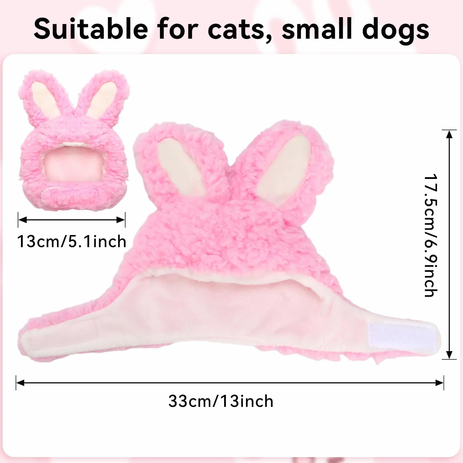 Disfraz de Gato Orejas de Conejo, Gorro para Mascotas Pascua, Apto para Gatos y Perros Pequeños (Rosa)