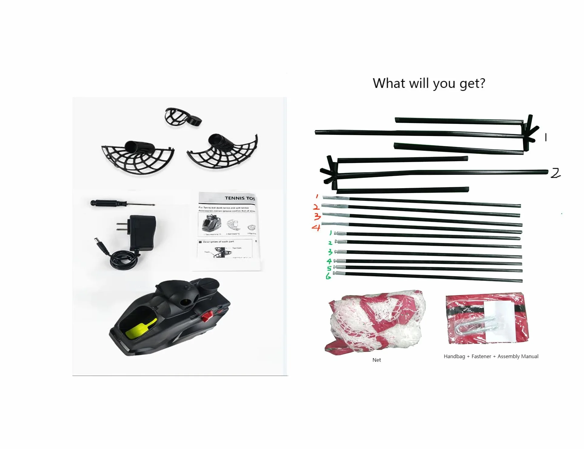 Máquina lanzapelotas de Tenis y Red de Rebote 12 LB para Principiantes, Niños, Entrenadores, AC/batería y Cable USB