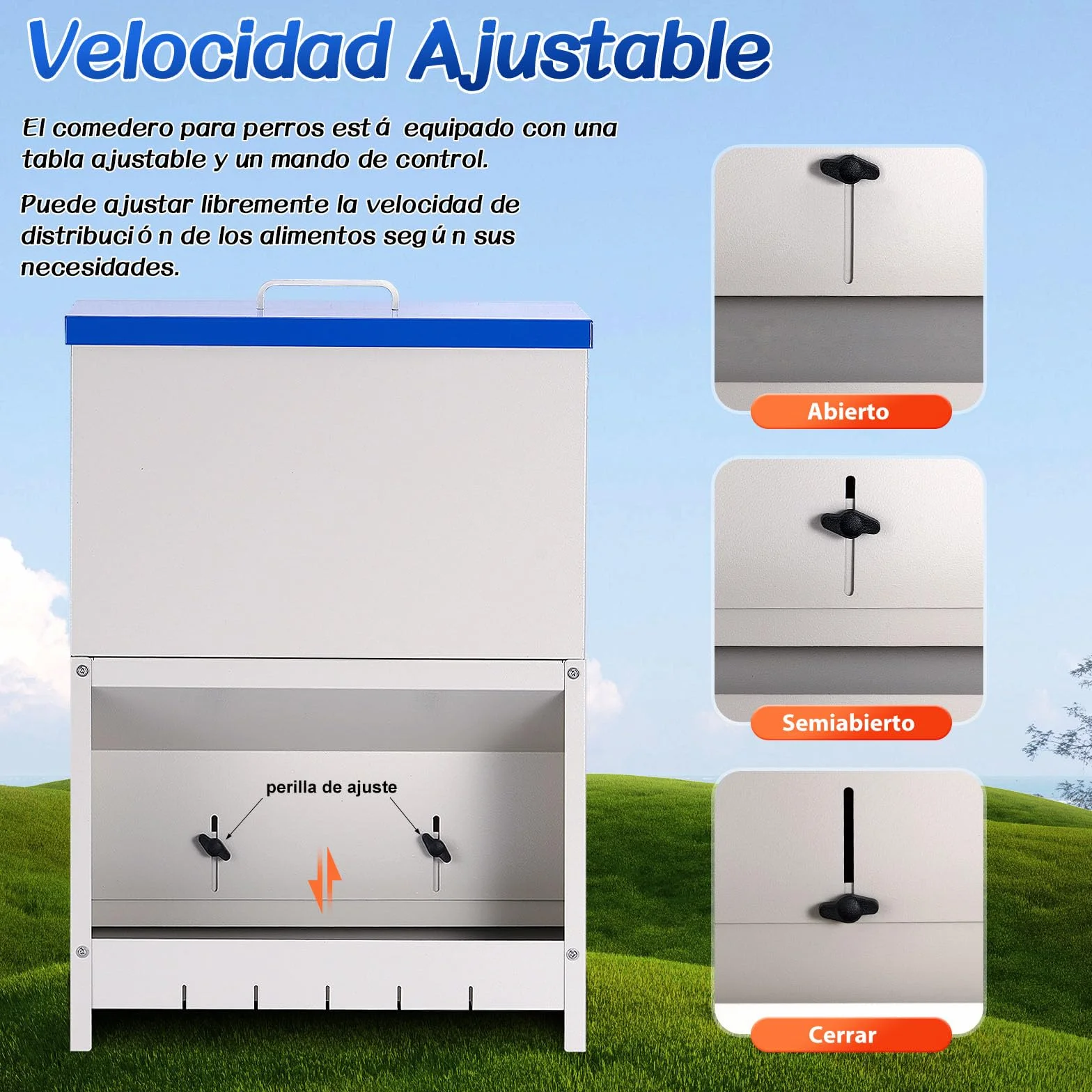 Dispensador automático de Comida para Perros 10 kg Alimentación automática para Dispensador de Comida para Perros al Aire Libre de Gran Raza Alimentación de Gravedad galvanizada